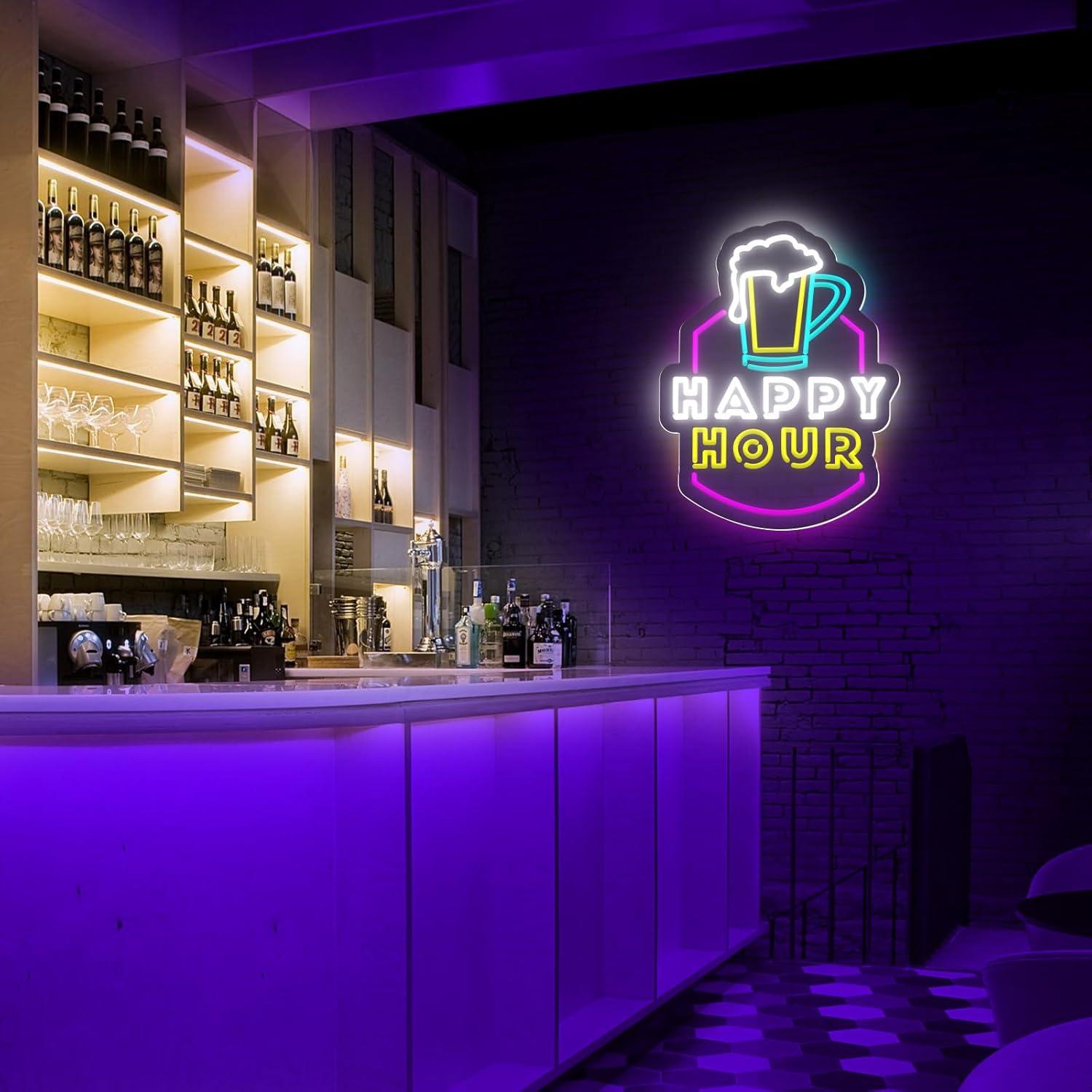 Cartel de Neón Happy Hour Goneons LED Dimmable 29.45x39.1cm