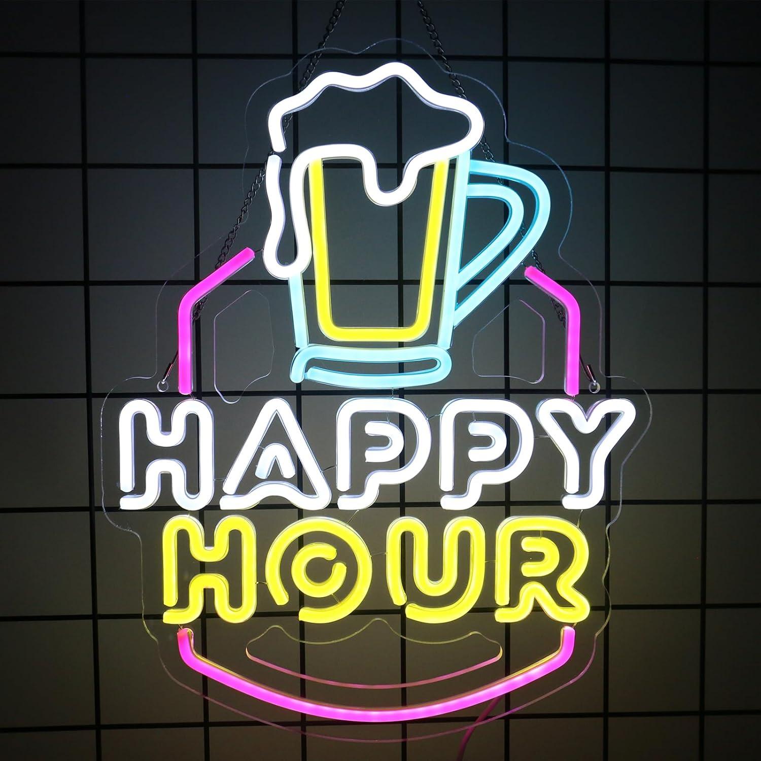 Cartel de Neón Happy Hour Goneons LED Dimmable 29.45x39.1cm