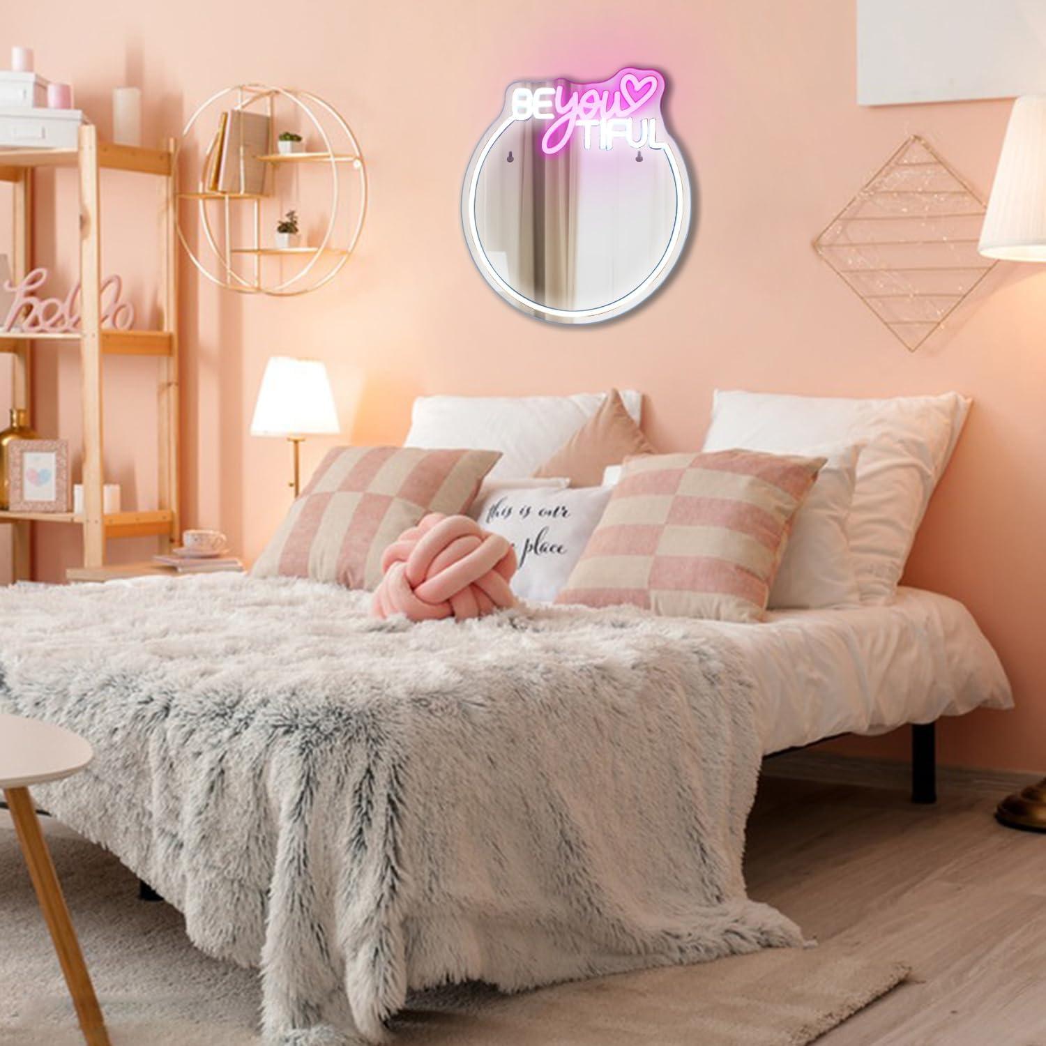 Letrero de Neón LED Rosa y Blanco 35x32cm con USB