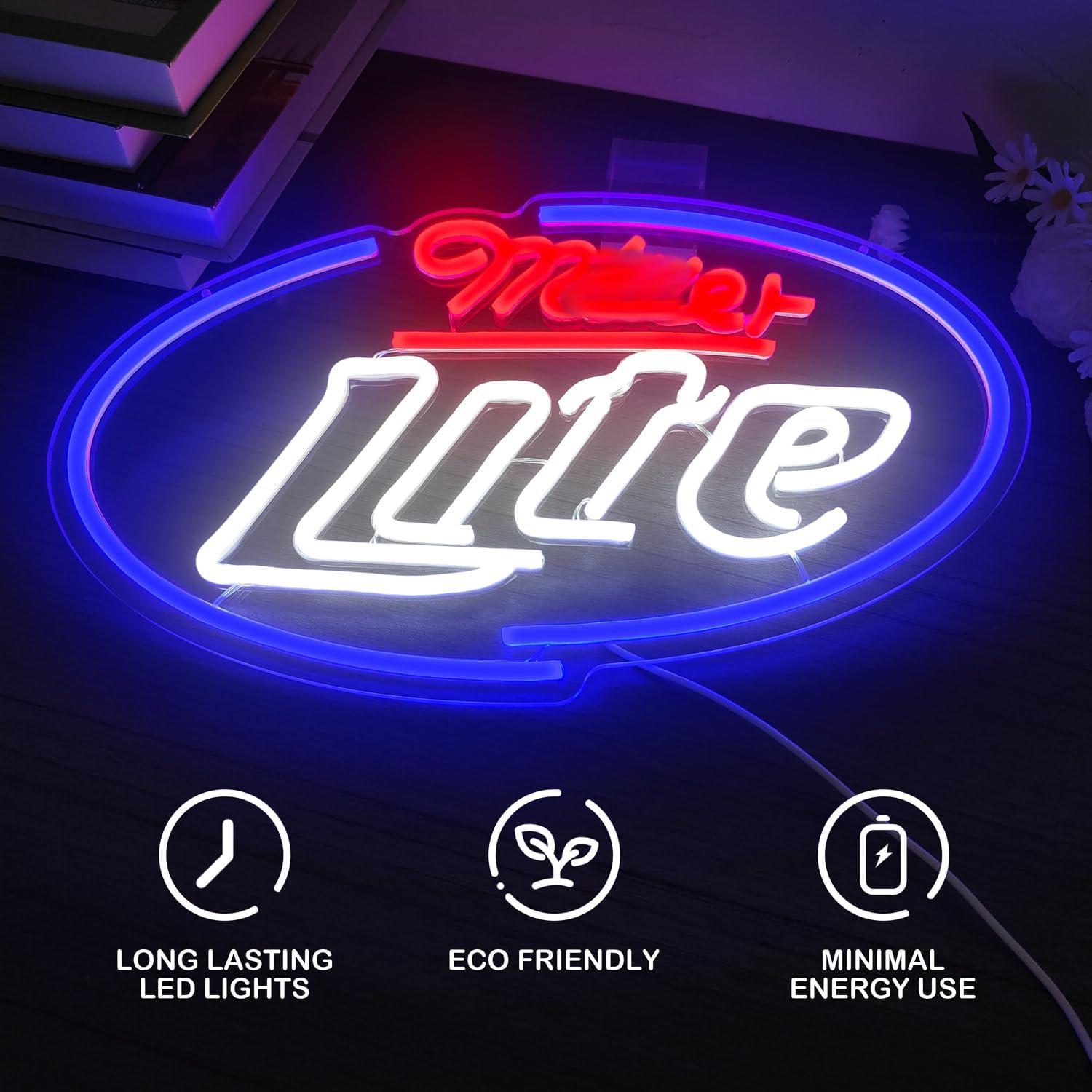 Luz de Neón LED Cerveza Miller para Decoración de Pared