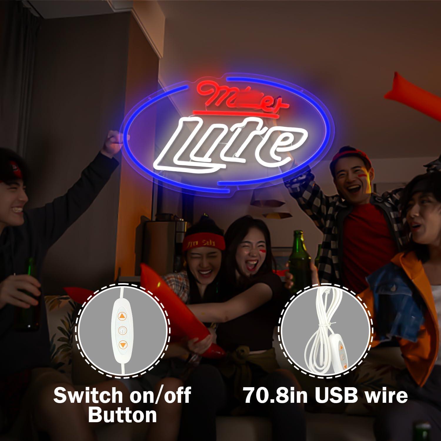 Luz de Neón LED Cerveza Miller para Decoración de Pared