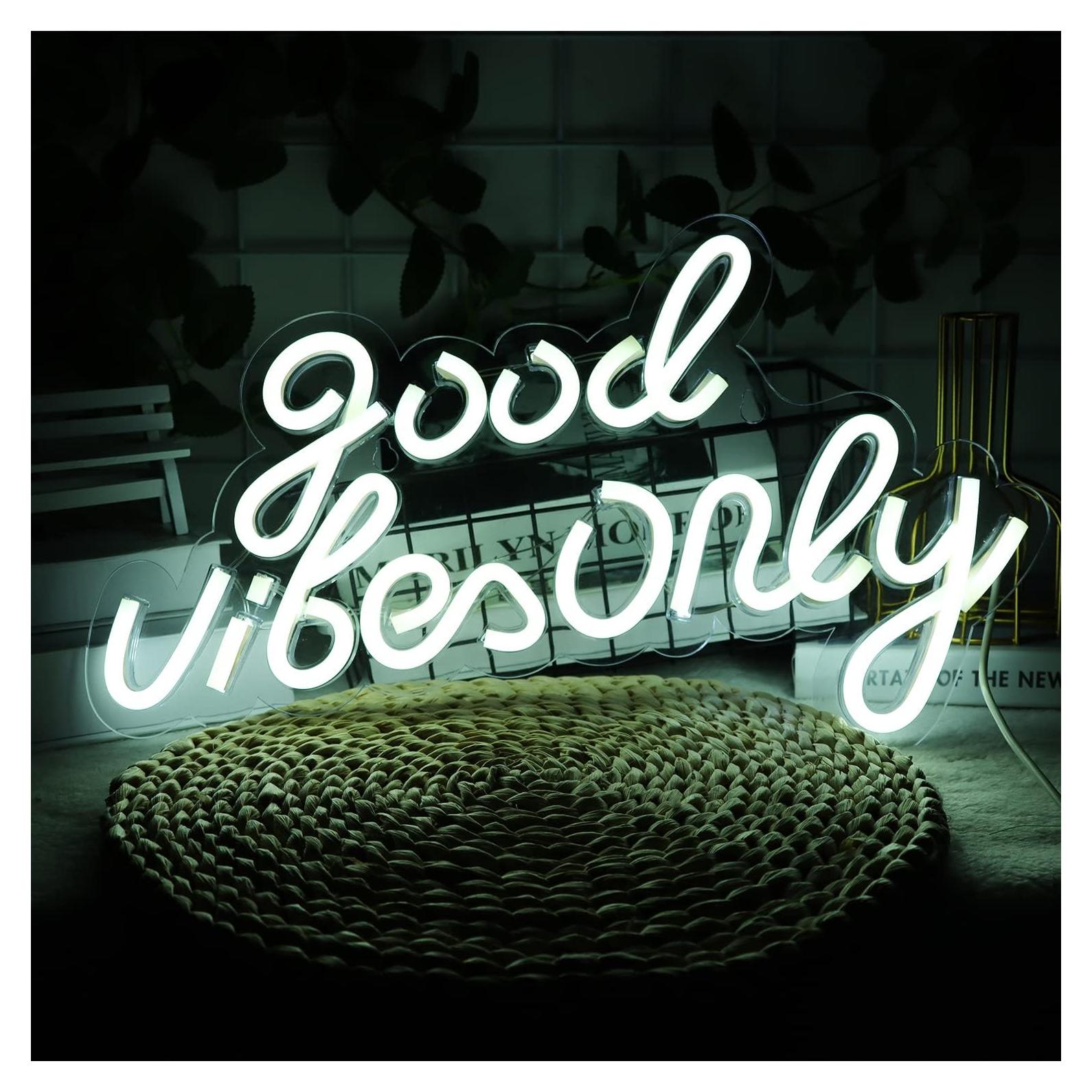 Cartel de Neón JFLLamp 'Solo Buenas Vibras' 42x25 cm LED