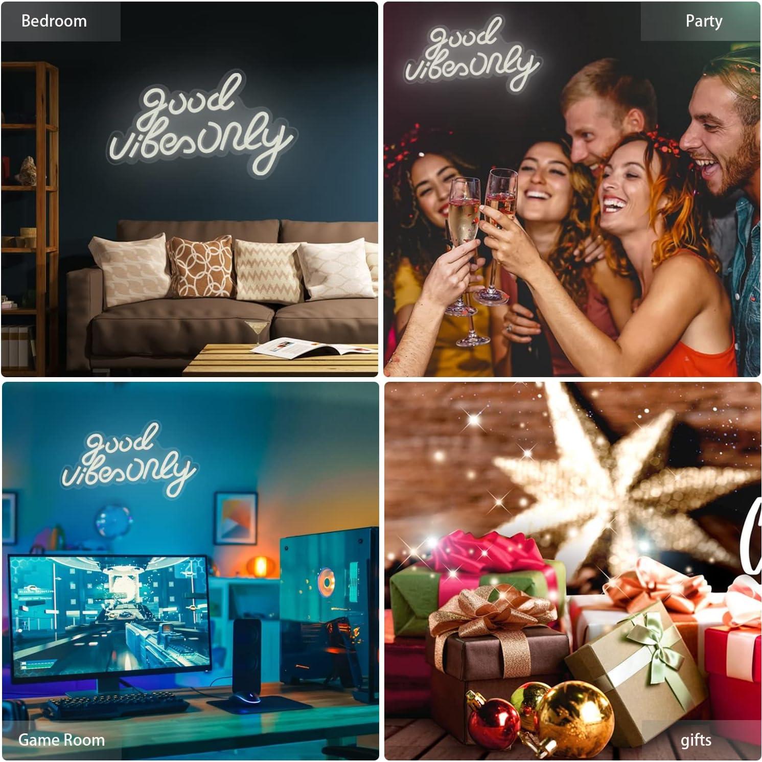 Cartel de Neón JFLLamp 'Solo Buenas Vibras' 42x25 cm LED