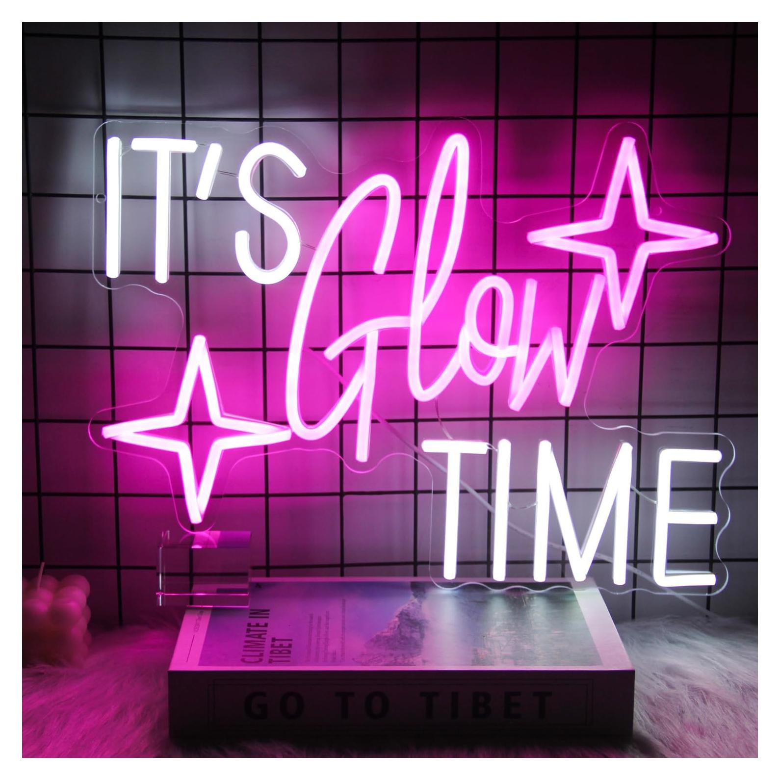 Luz de Neón LED Kullneon 'Es Hora de Brillar' Rosa 42x31cm