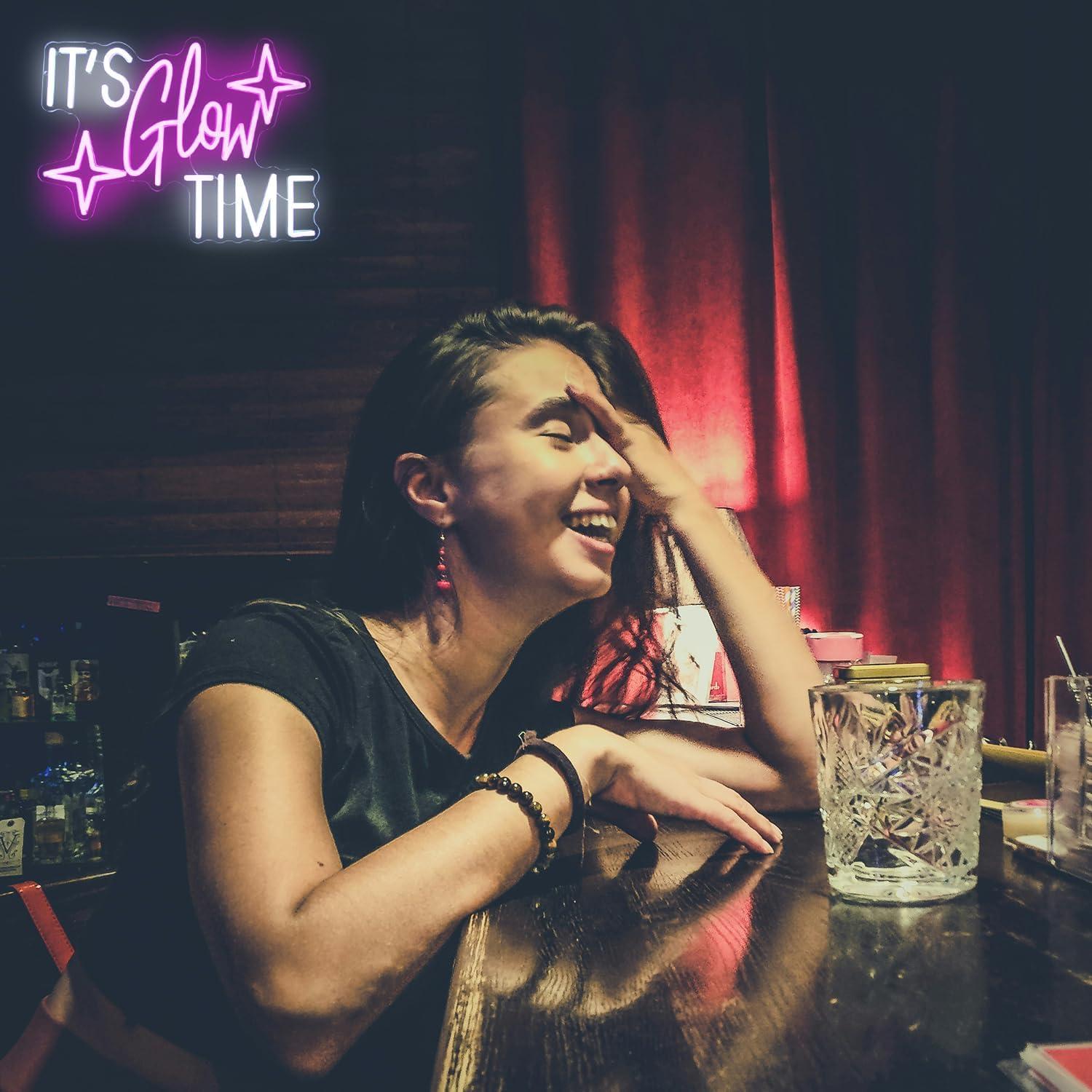 Luz de Neón LED Kullneon 'Es Hora de Brillar' Rosa 42x31cm