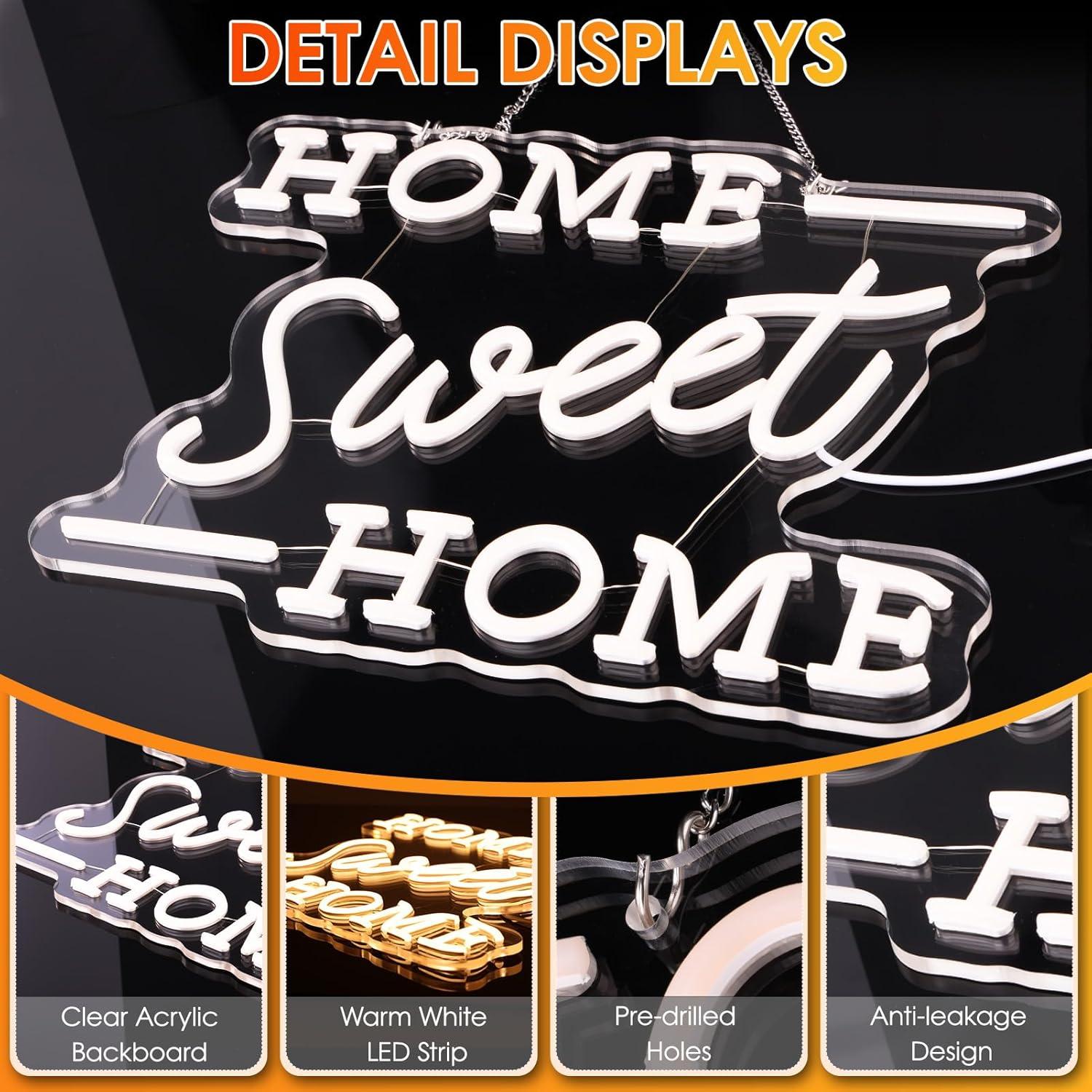 Letrero de Neón ReyeeInc HOGAR Dulce HOGAR USB 39x31cm