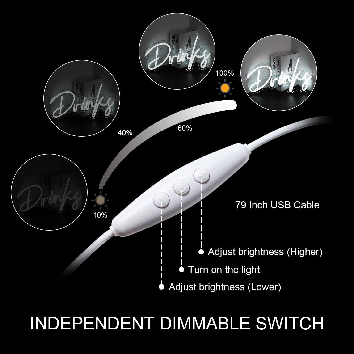 Cartel de Neón Looklight Drink 25x40 cm para Decoración