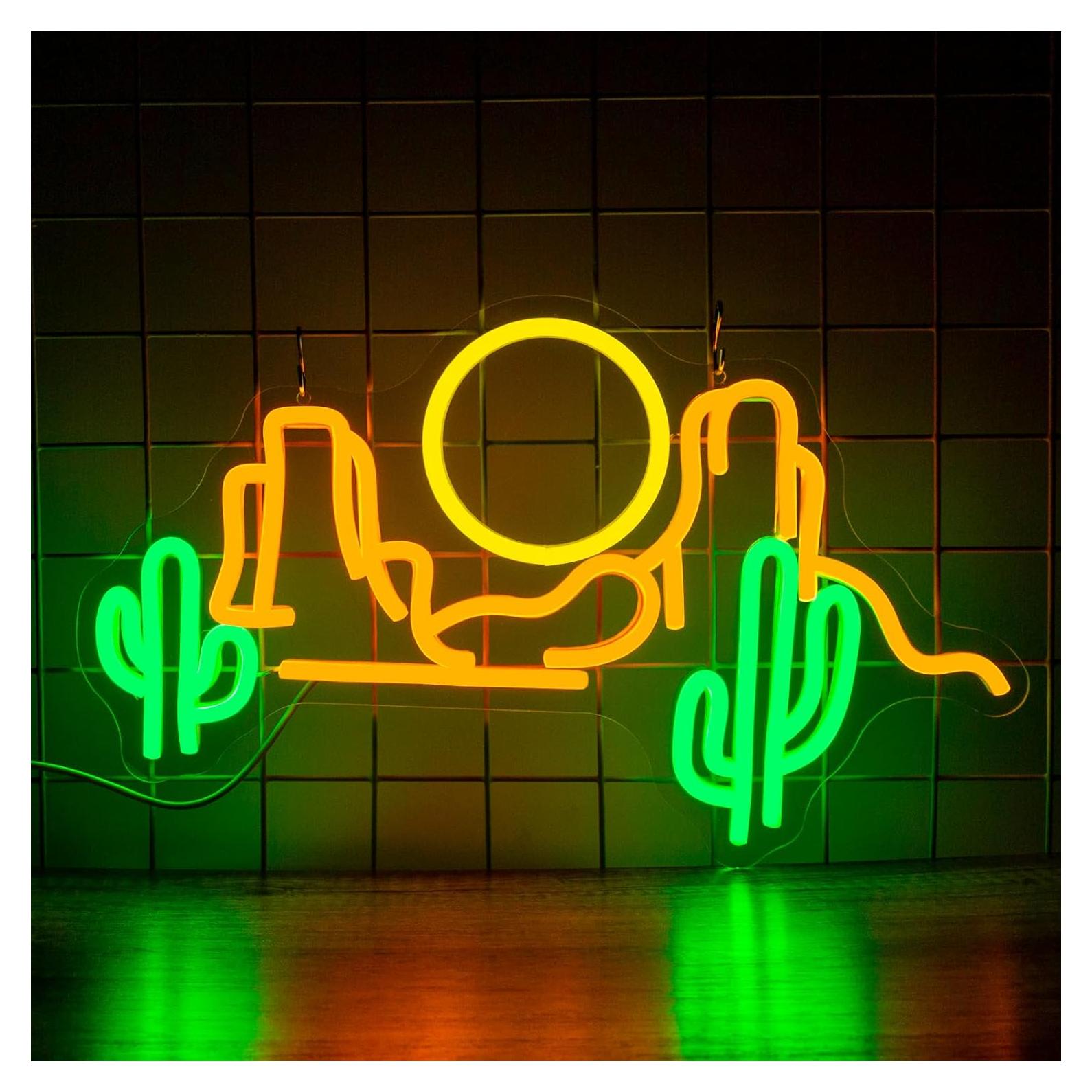 Cartel de Neón Cactus Montaña LED Regulable 25.2x42cm