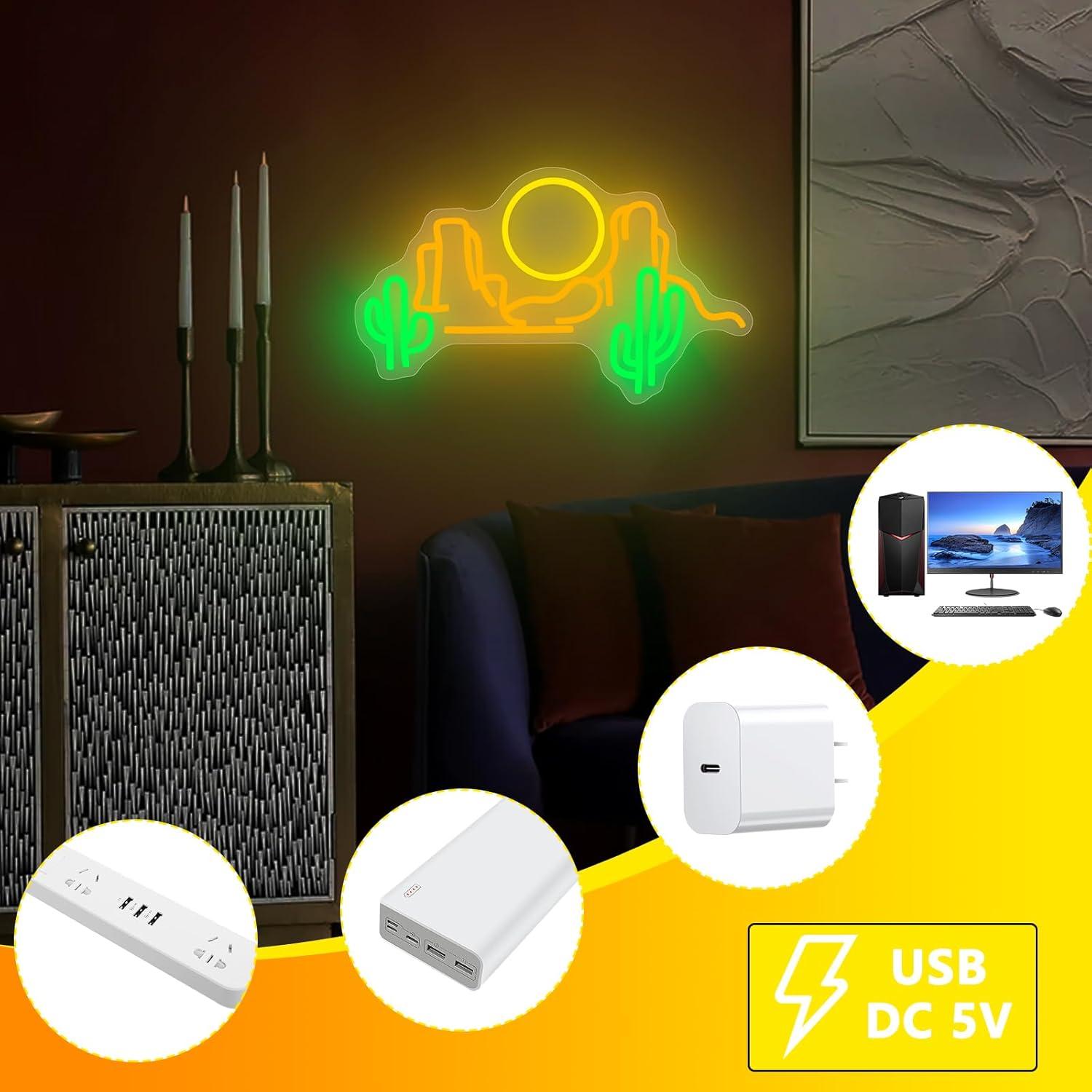 Cartel de Neón Cactus Montaña LED Regulable 25.2x42cm