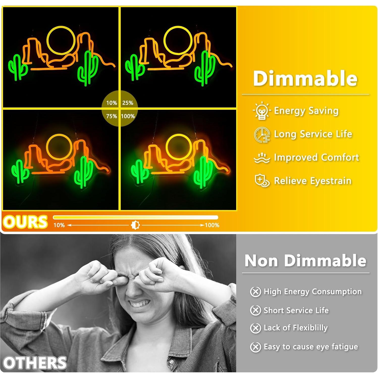 Cartel de Neón Cactus Montaña LED Regulable 25.2x42cm