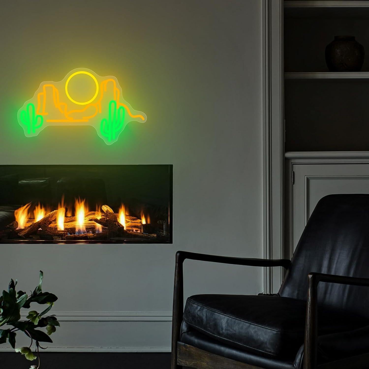 Cartel de Neón Cactus Montaña LED Regulable 25.2x42cm