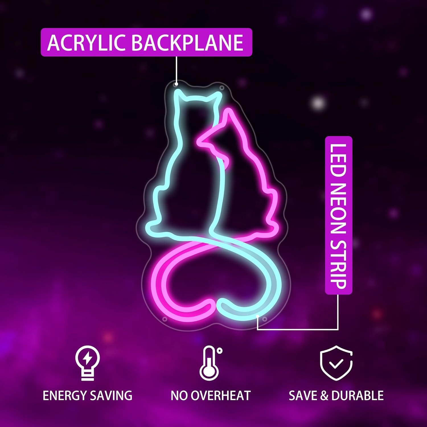 Letrero de neón Gato de Amor Moneter 35.1x32.5cm USB