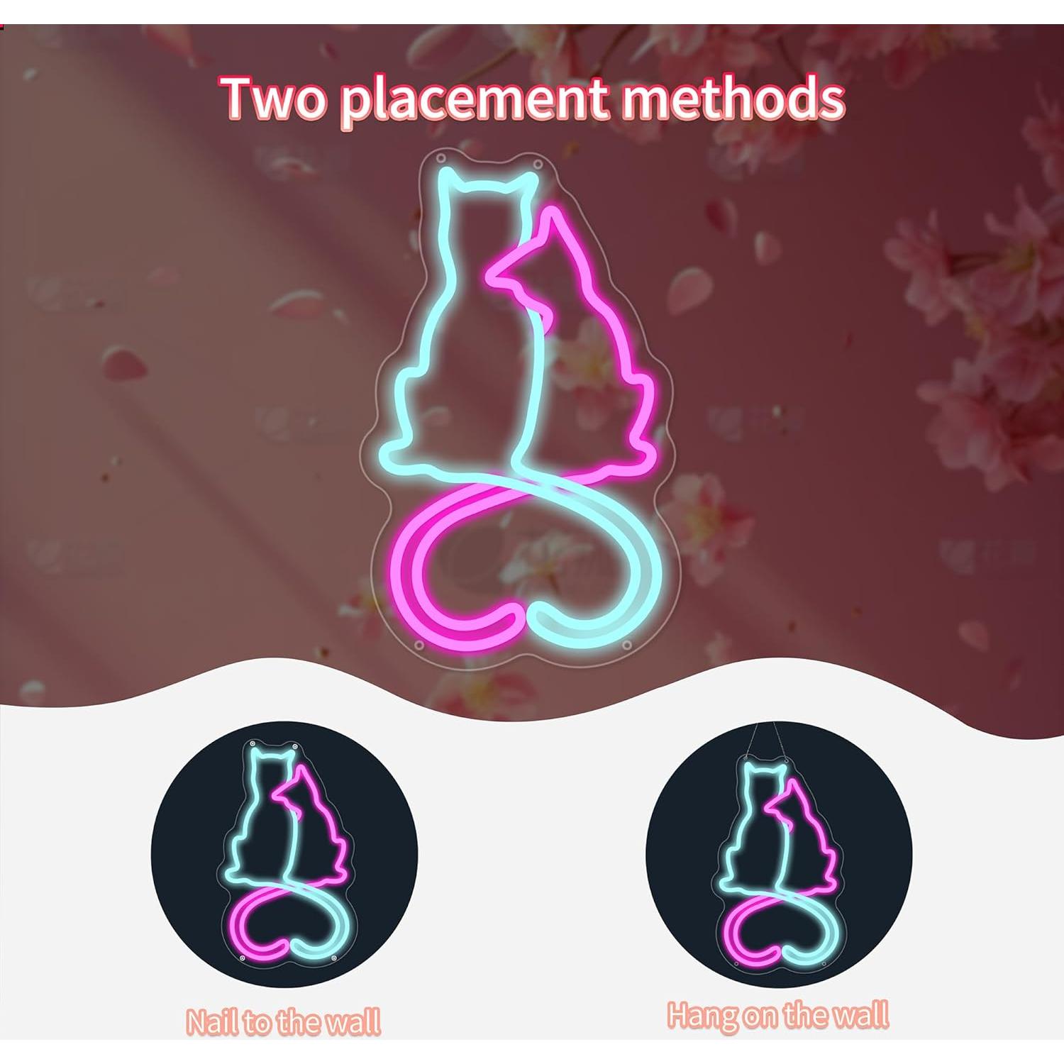 Letrero de neón Gato de Amor Moneter 35.1x32.5cm USB