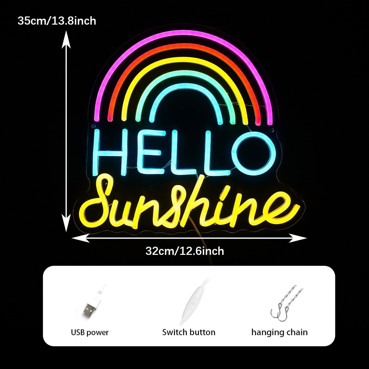 Letrero Neón Hola Sol GNVETZLL 35x32 cm Decoración Pared