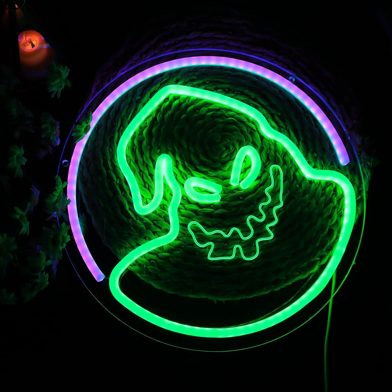 Luz Neon Fantasma Ogie Bogie ASDGGBL Halloween 28cm Verde