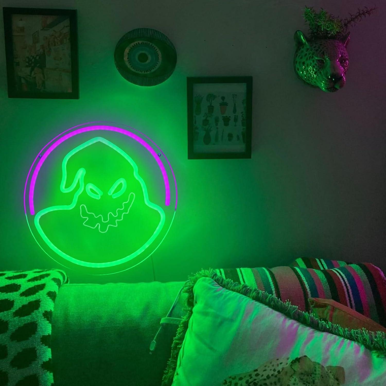 Luz Neon Fantasma Ogie Bogie ASDGGBL Halloween 28cm Verde