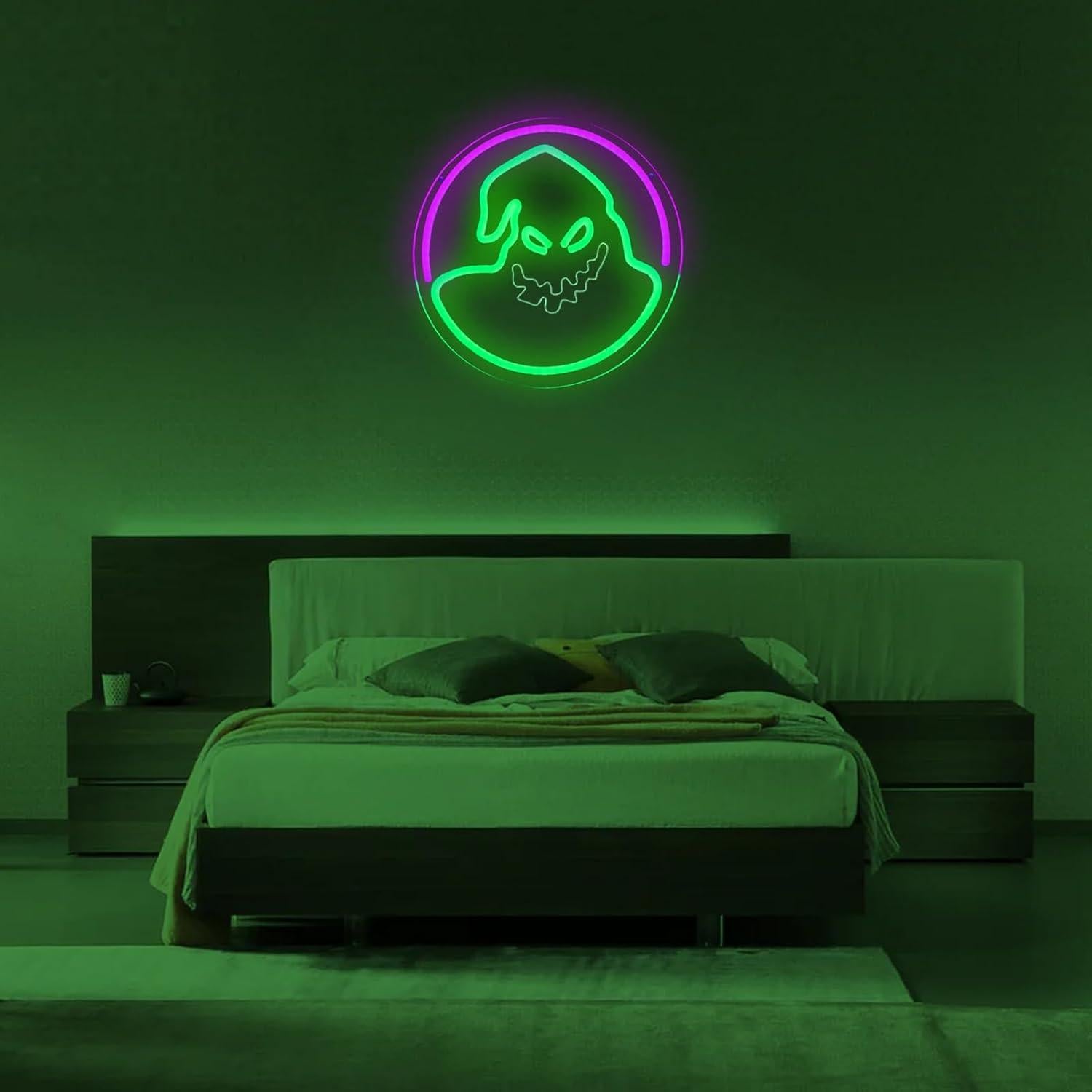 Luz Neon Fantasma Ogie Bogie ASDGGBL Halloween 28cm Verde