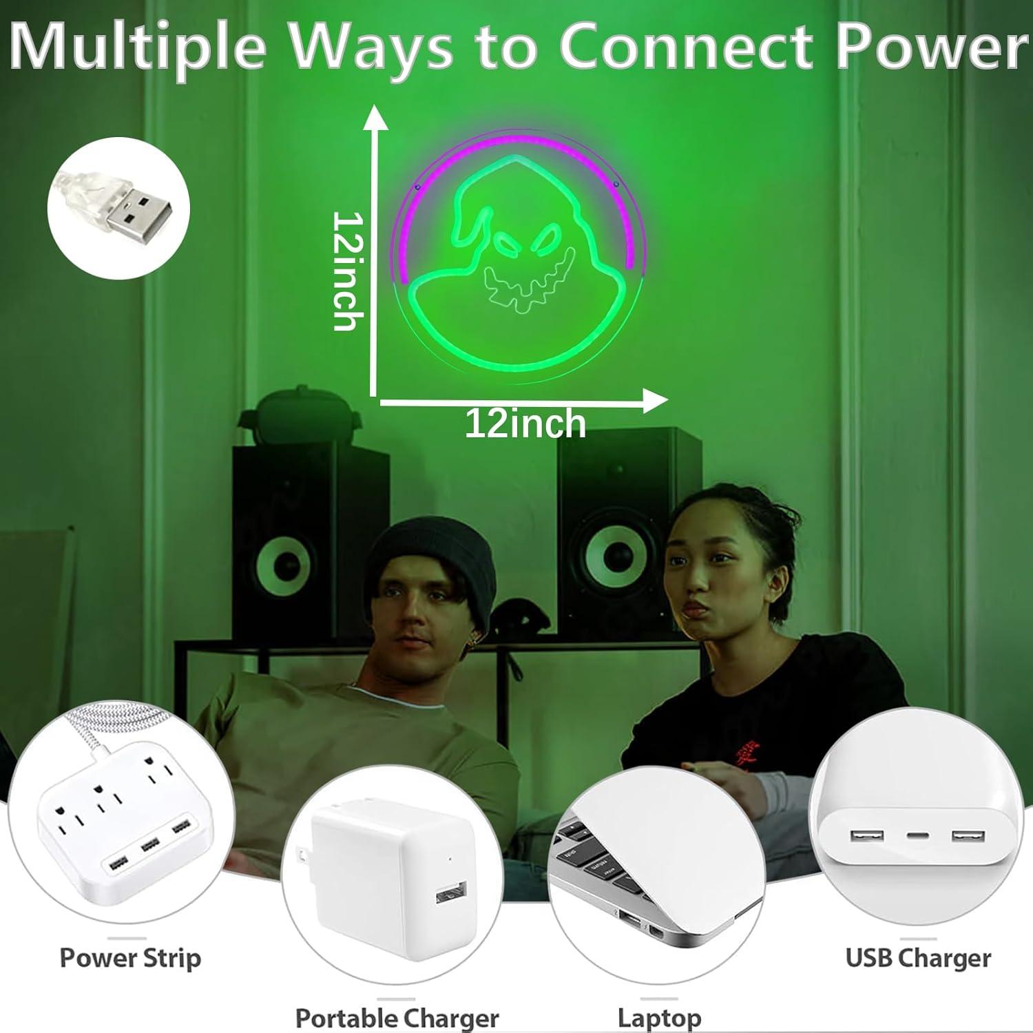 Luz Neon Fantasma Ogie Bogie ASDGGBL Halloween 28cm Verde