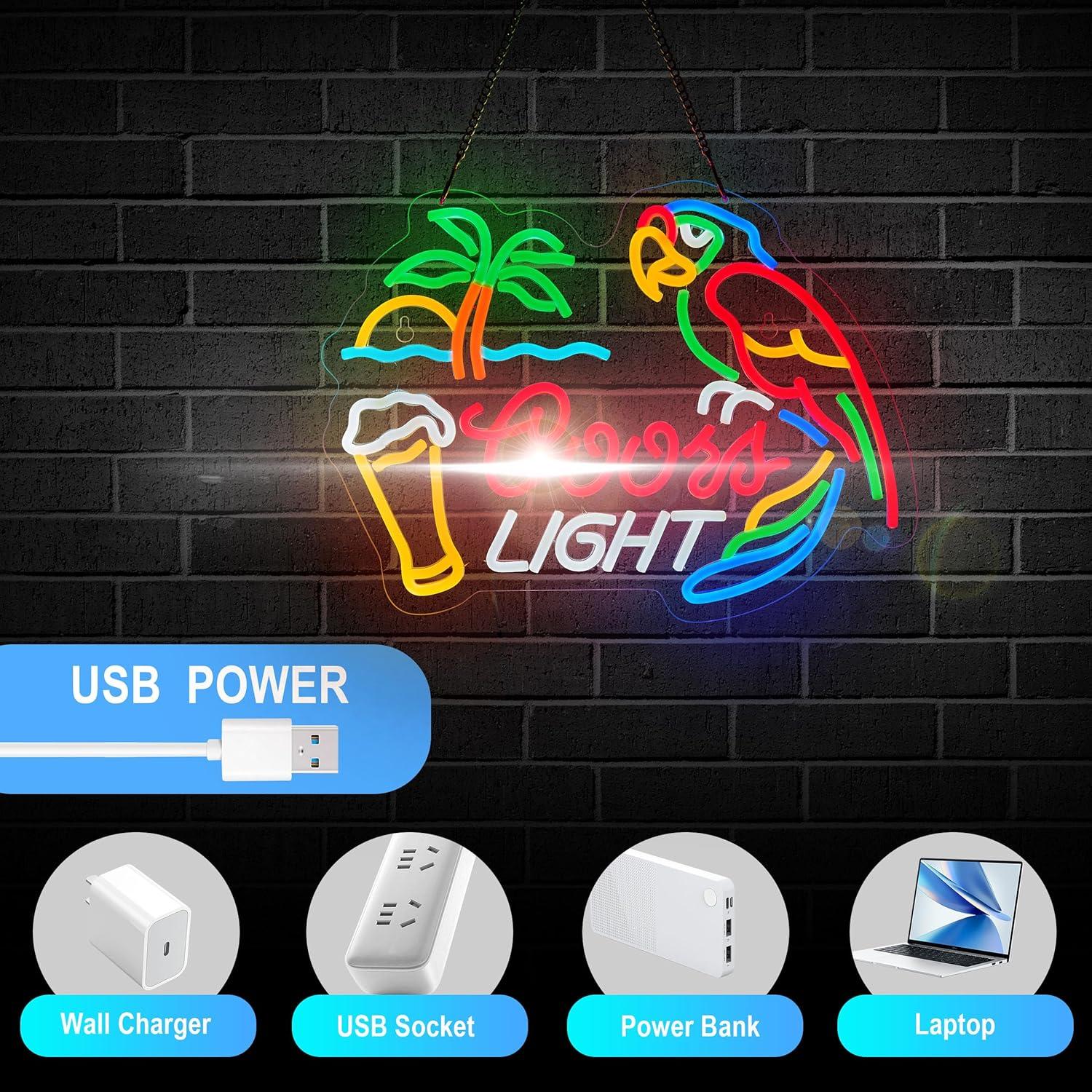 Cartel de Neón LED Bar Loro SGTD 42x33 cm Dimmable USB