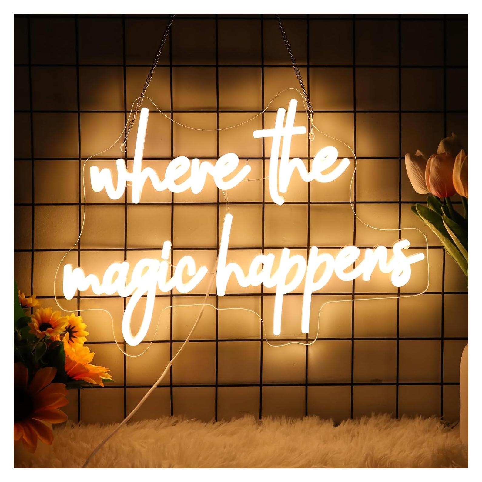 Letrero Neón LED 'Donde Ocurre la Magia' 40x24cm USB