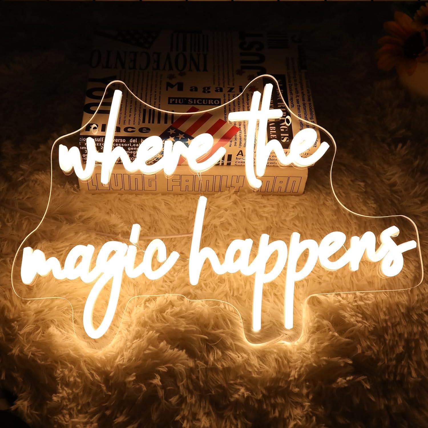 Letrero Neón LED 'Donde Ocurre la Magia' 40x24cm USB