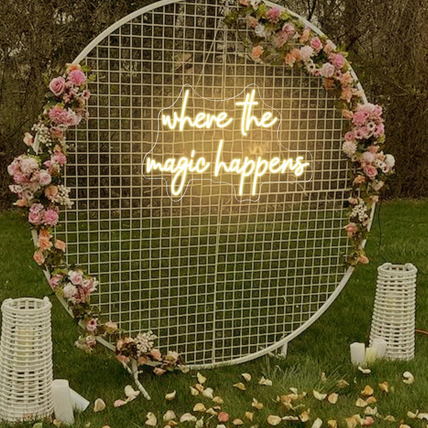 Letrero Neón LED 'Donde Ocurre la Magia' 40x24cm USB