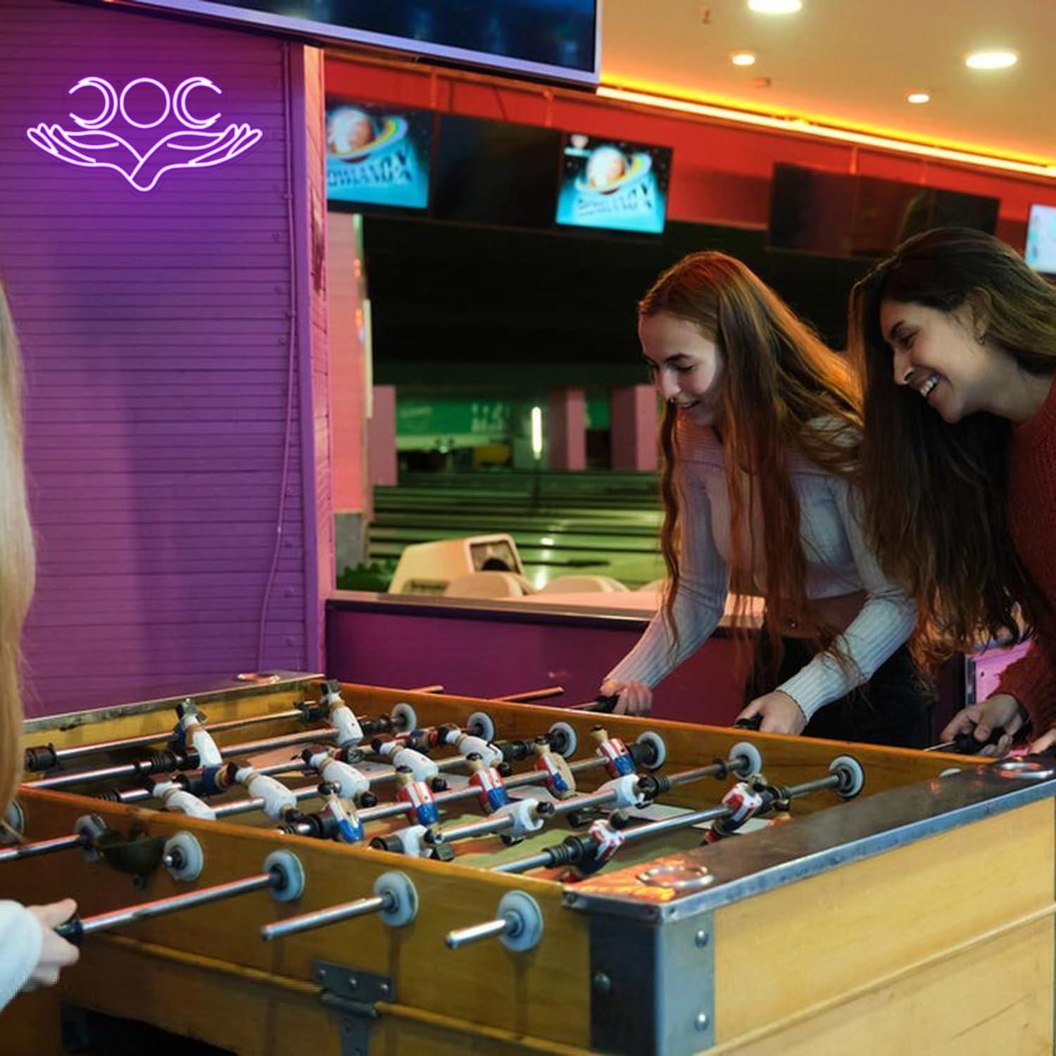 Letrero de Neón Mano Luna Morada Alkkign 41.91x21.84cm