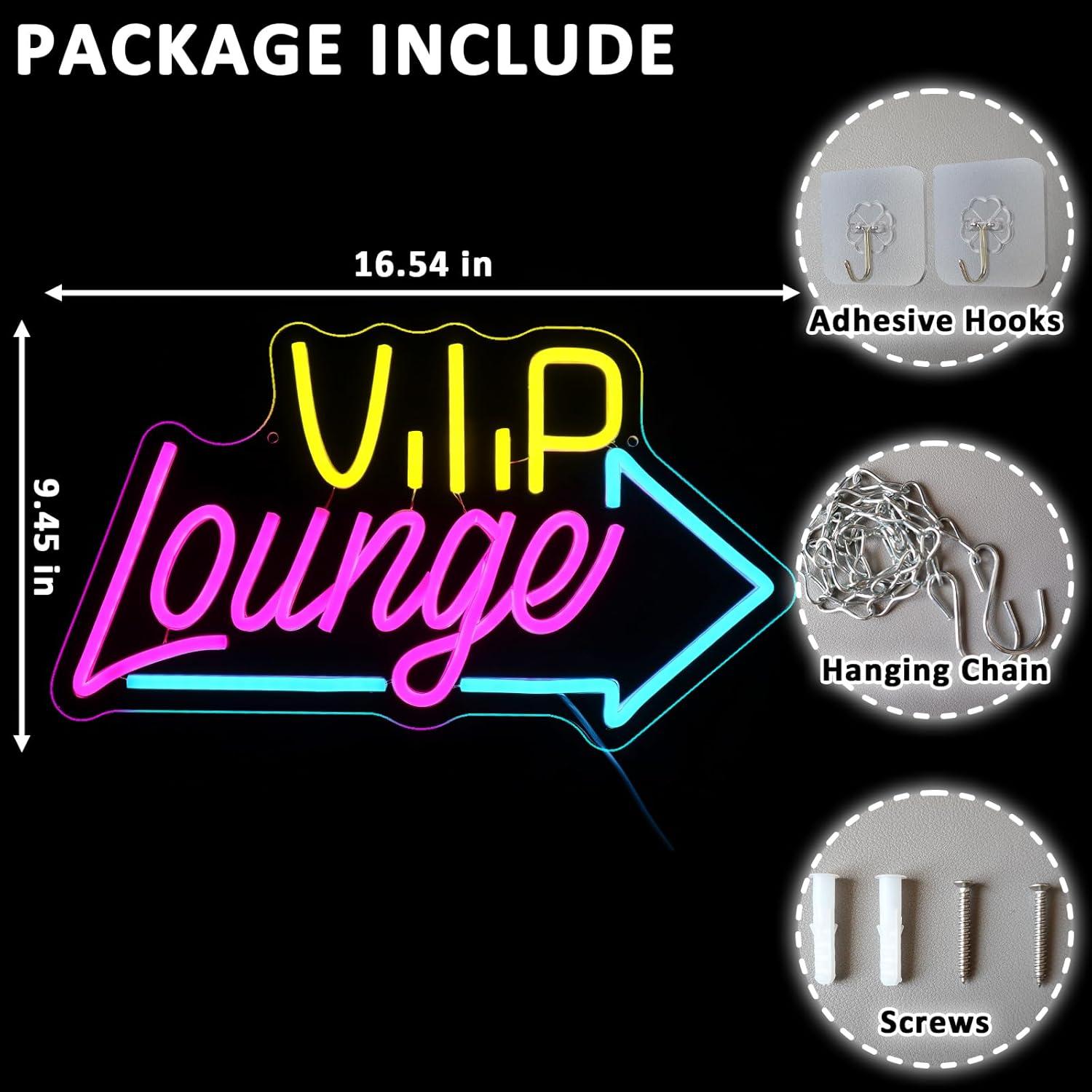 Cartel de Neón LED Folkive Vip Lounge Dimmable 42x24cm