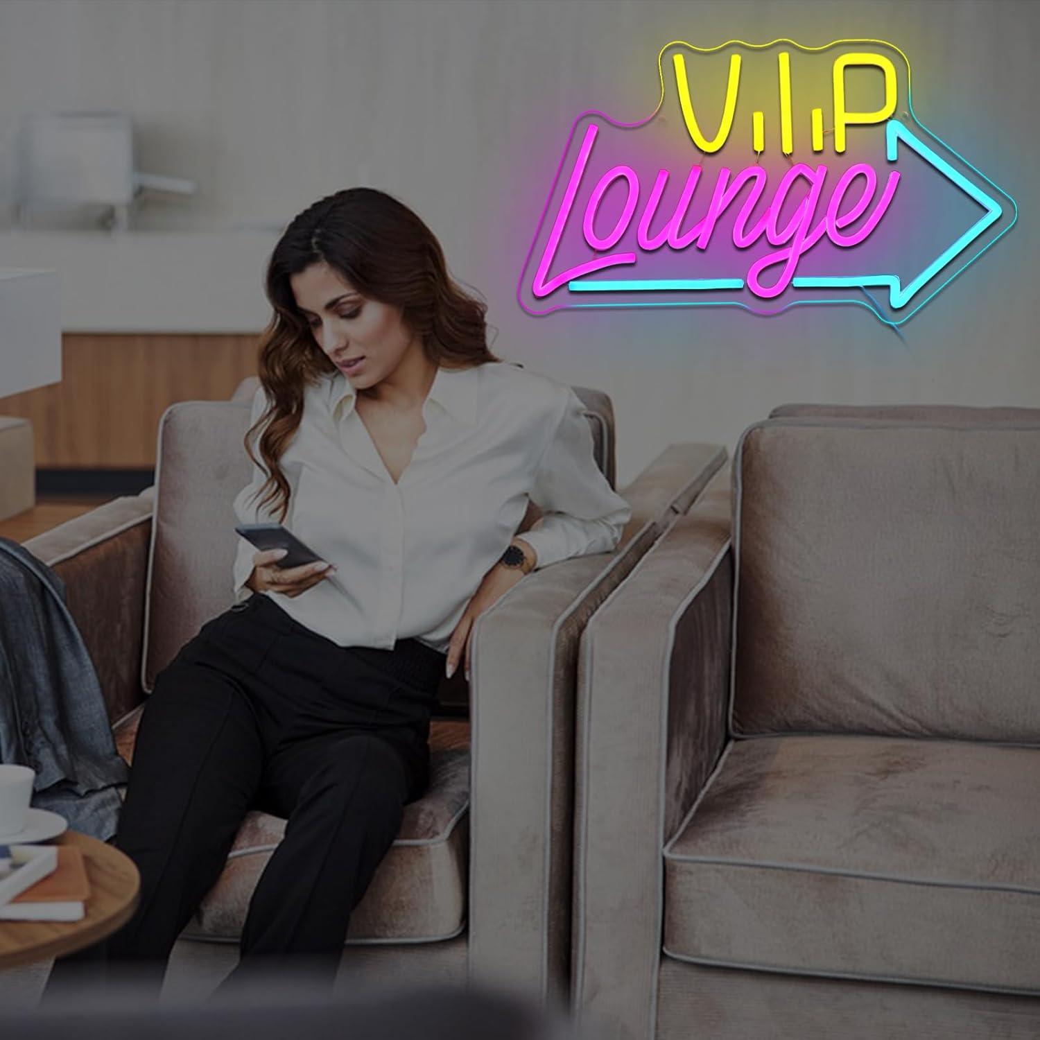 Cartel de Neón LED Folkive Vip Lounge Dimmable 42x24cm