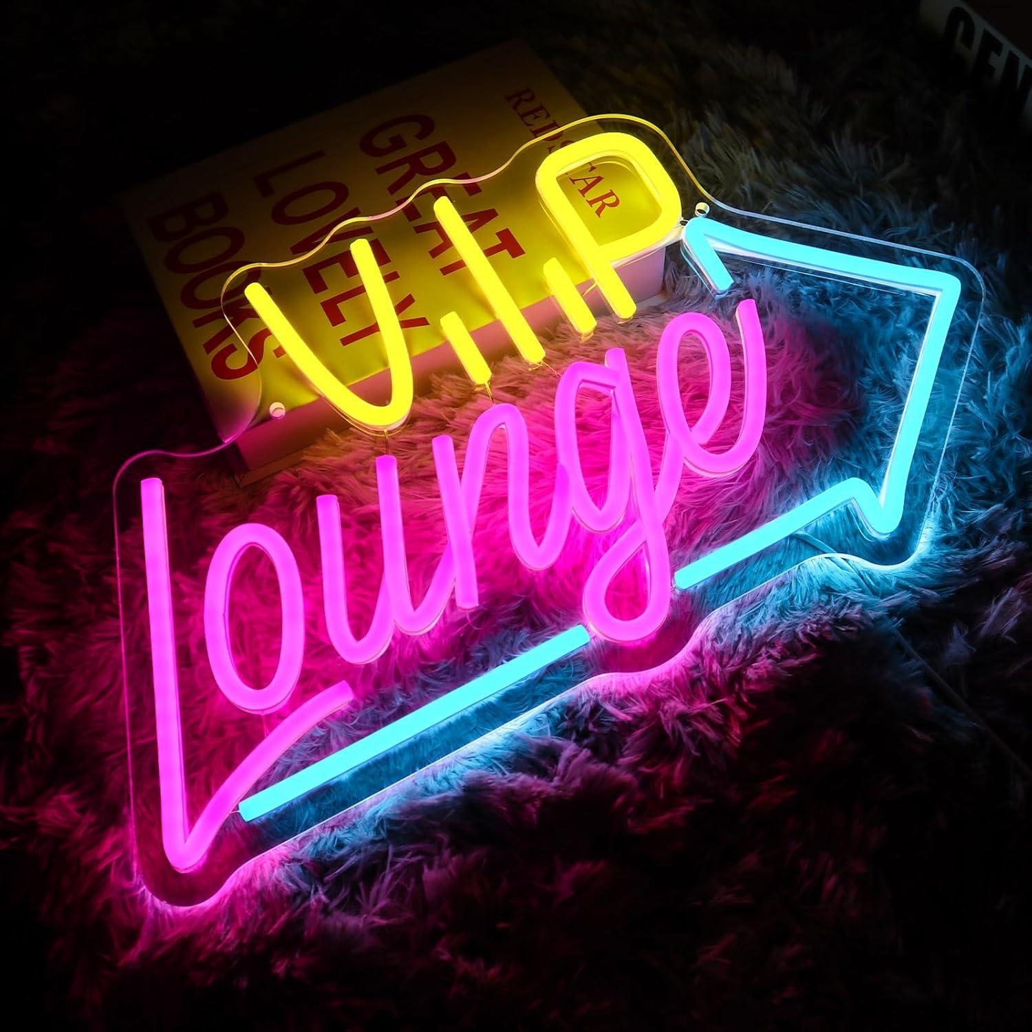 Cartel de Neón LED Folkive Vip Lounge Dimmable 42x24cm