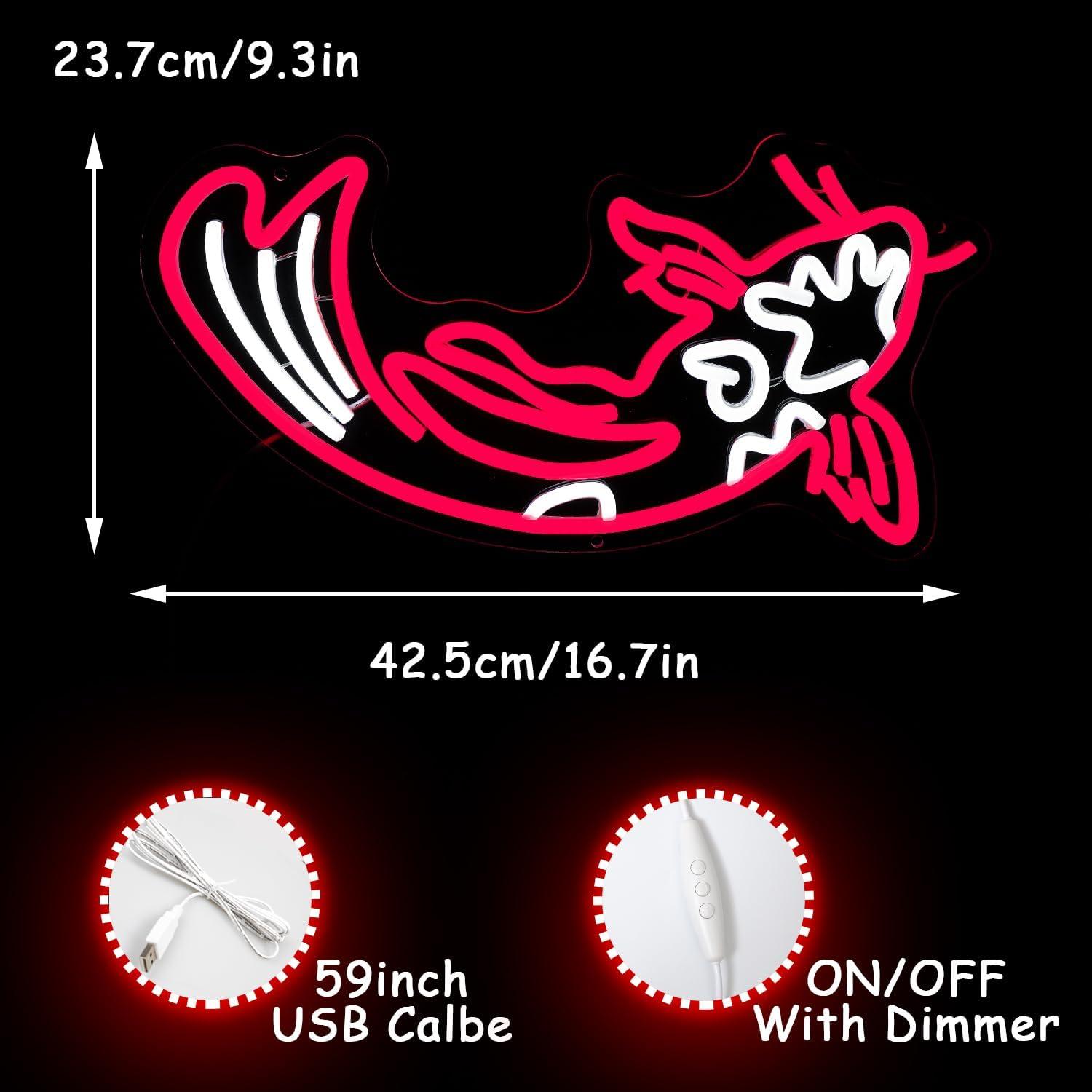 Luz de Neón Koi Roja LED Alkkign 42.4x23.6 cm Decoración