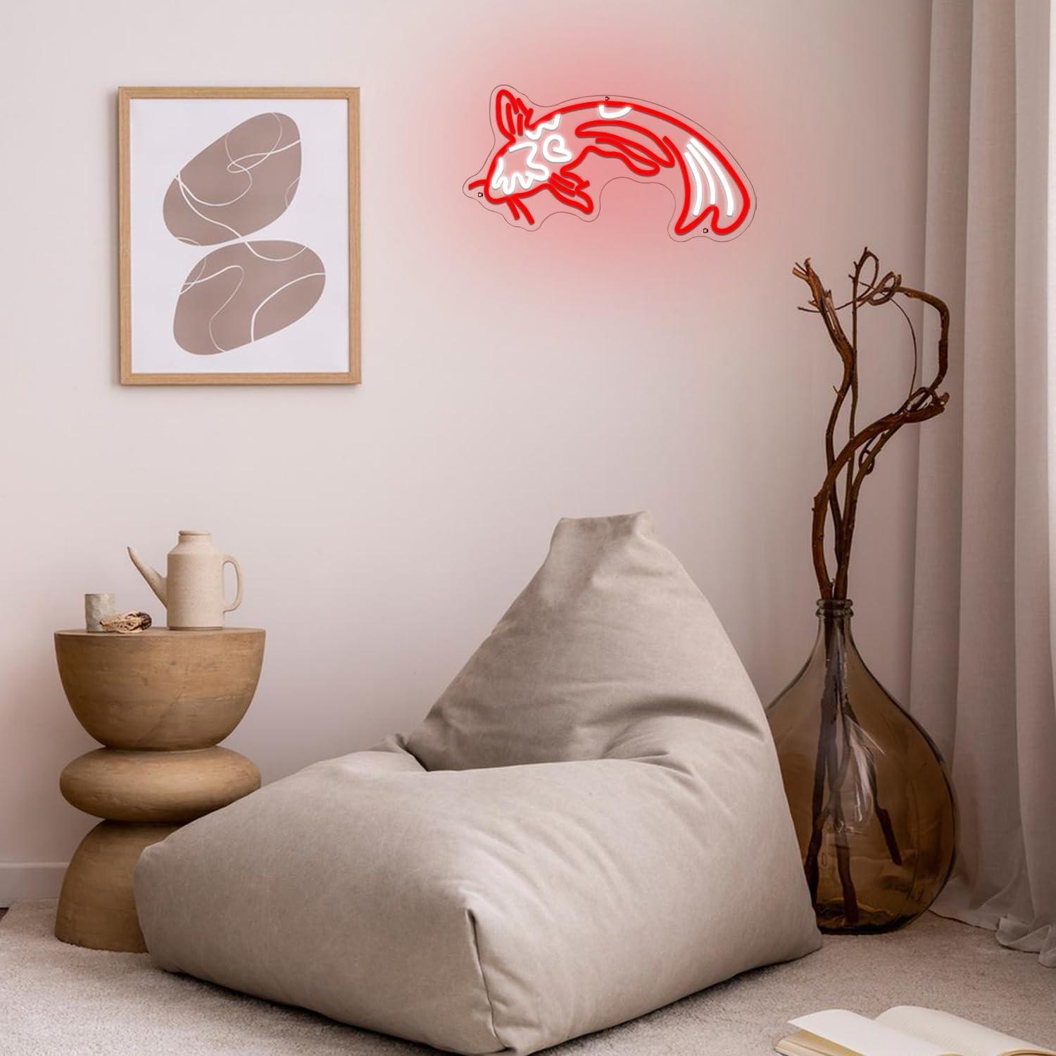Luz de Neón Koi Roja LED Alkkign 42.4x23.6 cm Decoración