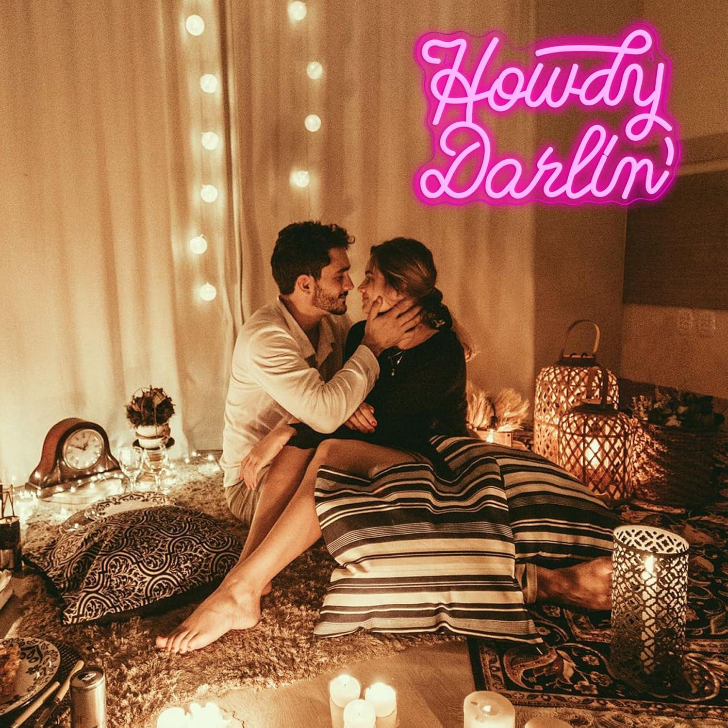 Cartel de Neón Howdy Darlin' Rosa Dimmable 39.9x26.9 cm