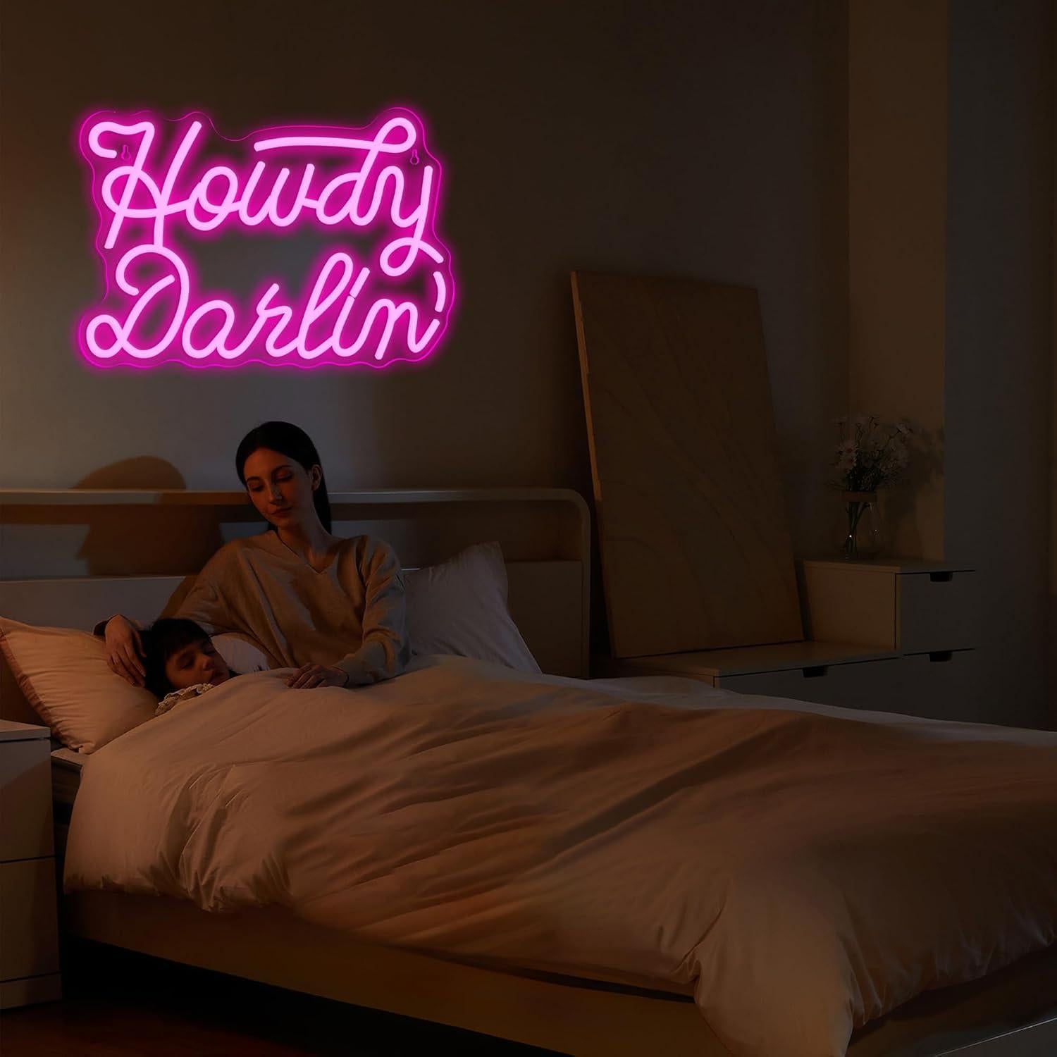 Cartel de Neón Howdy Darlin' Rosa Dimmable 39.9x26.9 cm
