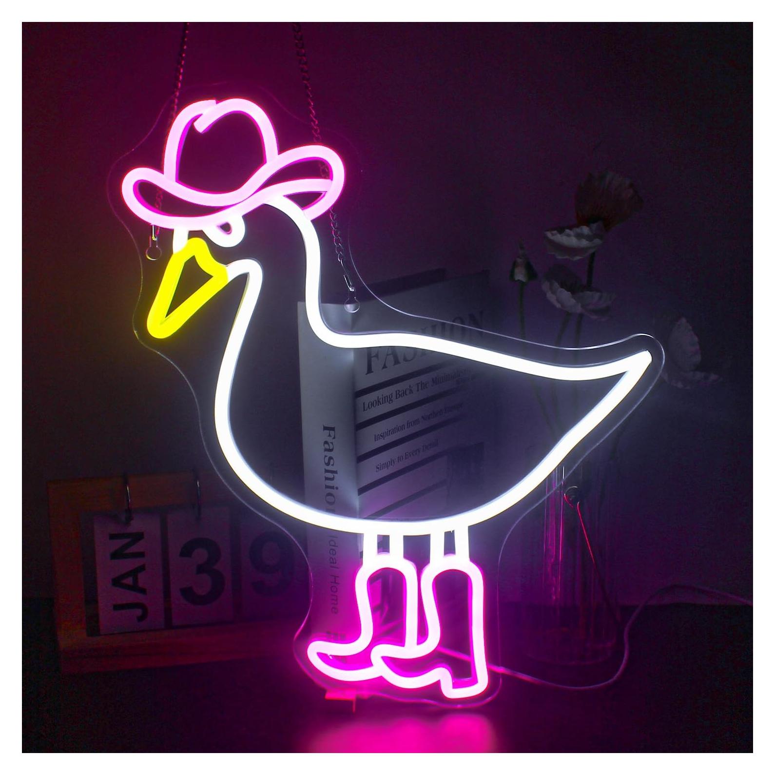 Letrero de Neón Pato Vaquero DREAMFORT 32.5x38 cm LED USB