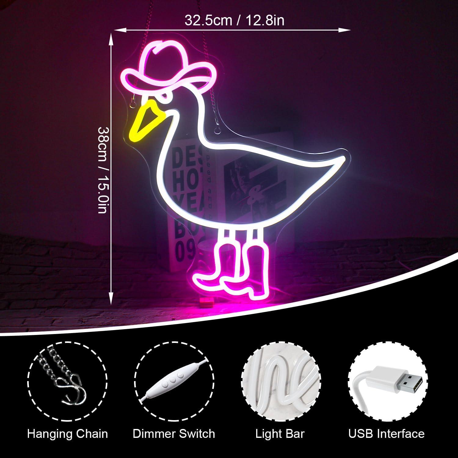 Letrero de Neón Pato Vaquero DREAMFORT 32.5x38 cm LED USB