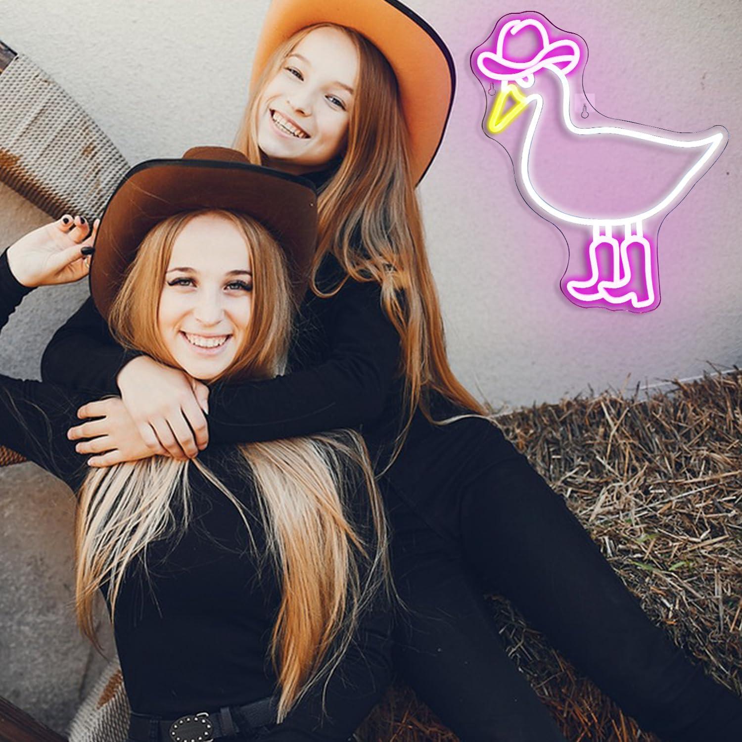 Letrero de Neón Pato Vaquero DREAMFORT 32.5x38 cm LED USB