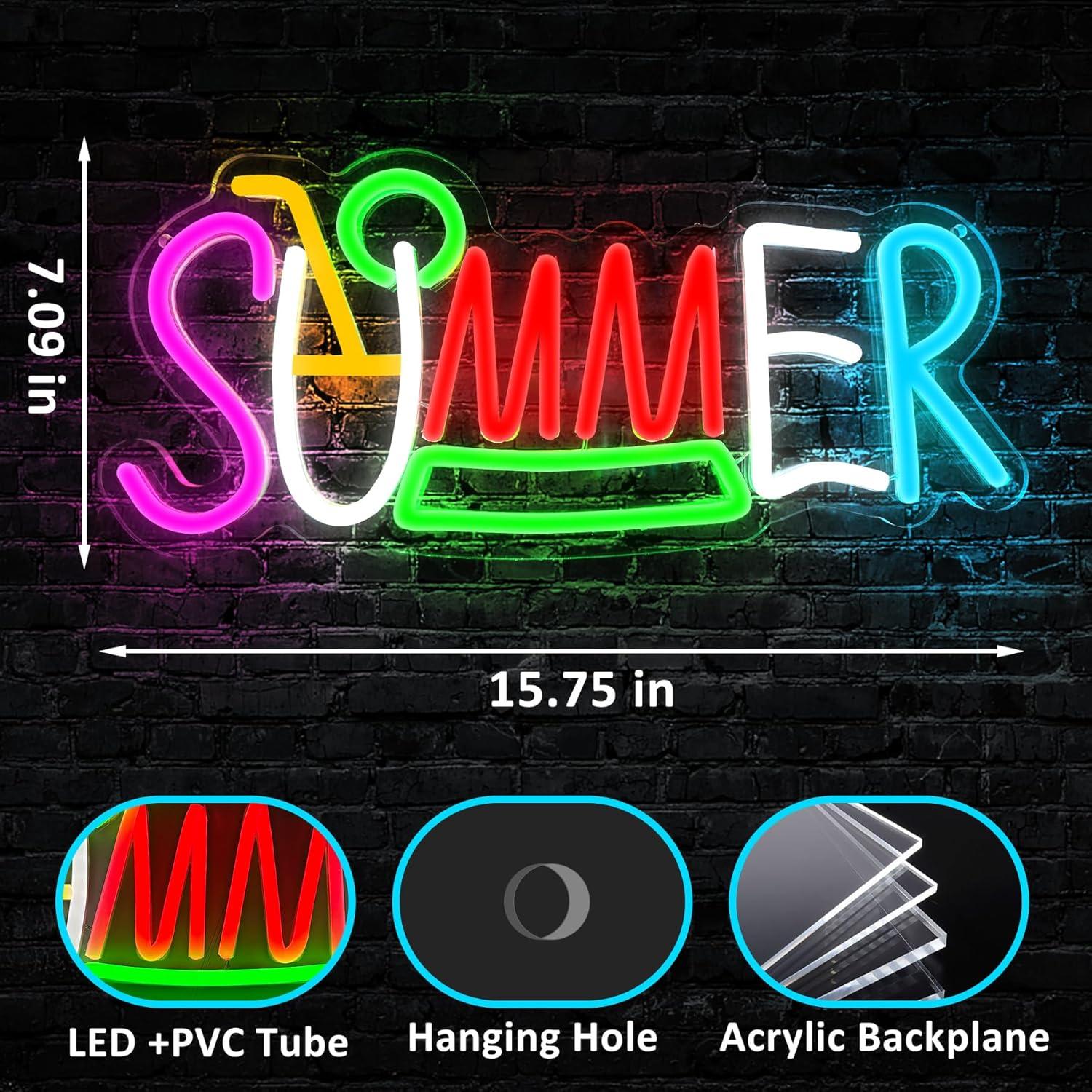 Cartel de Neón Sticourd Olas de Surf 40x18 cm USB Decorativo