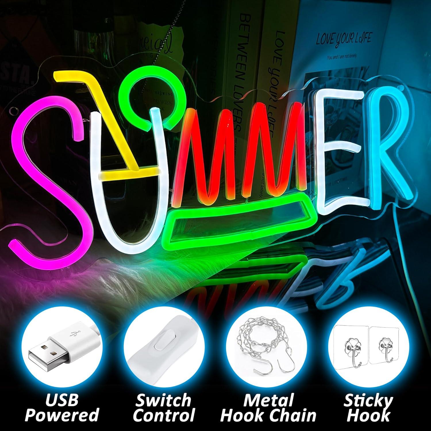 Cartel de Neón Sticourd Olas de Surf 40x18 cm USB Decorativo