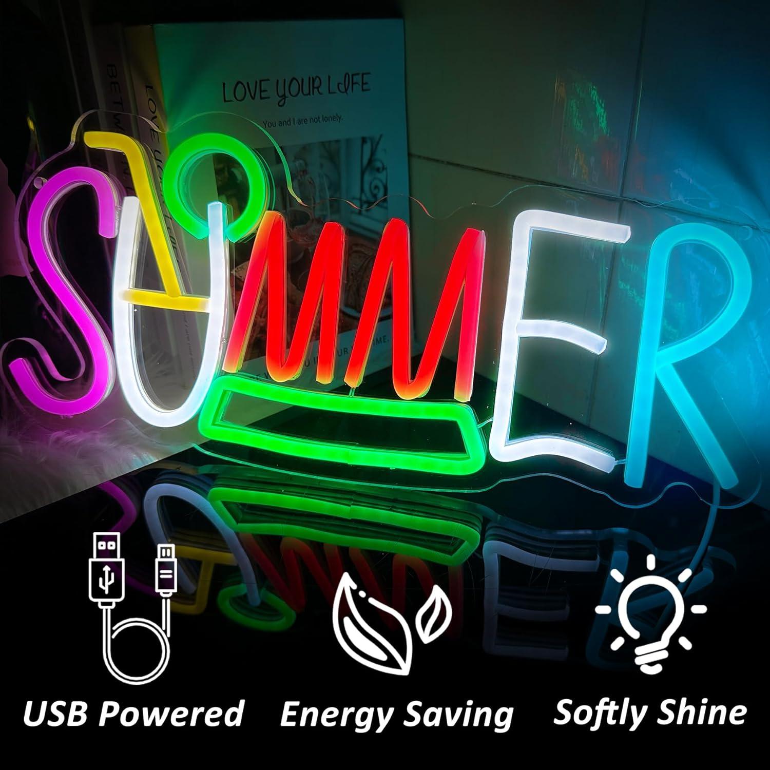 Cartel de Neón Sticourd Olas de Surf 40x18 cm USB Decorativo