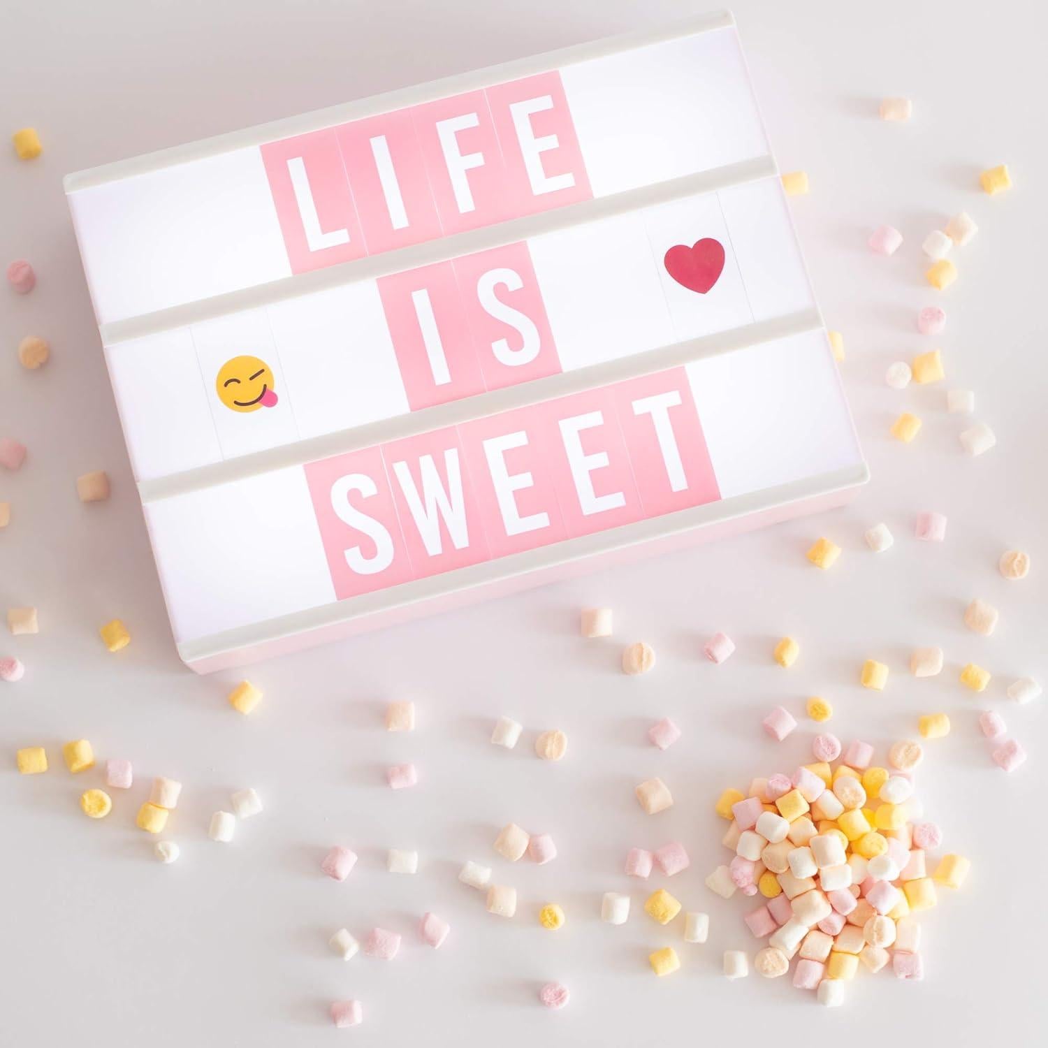 Caja de Luz LED Rosa con 400 Letras y Emojis - BONNYCO