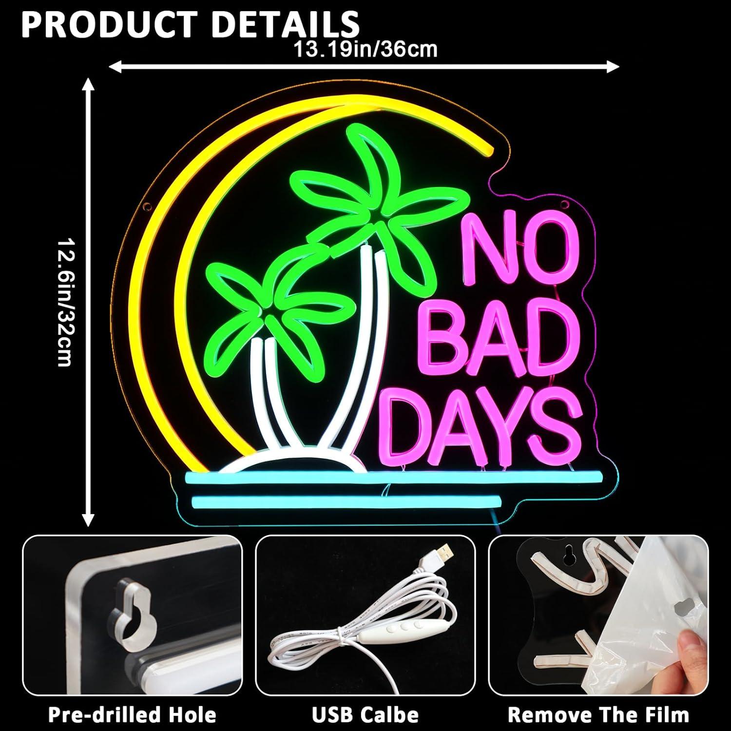 Letrero de Neón PMCVYH No Malos Días 33.5x32 cm LED Decoración