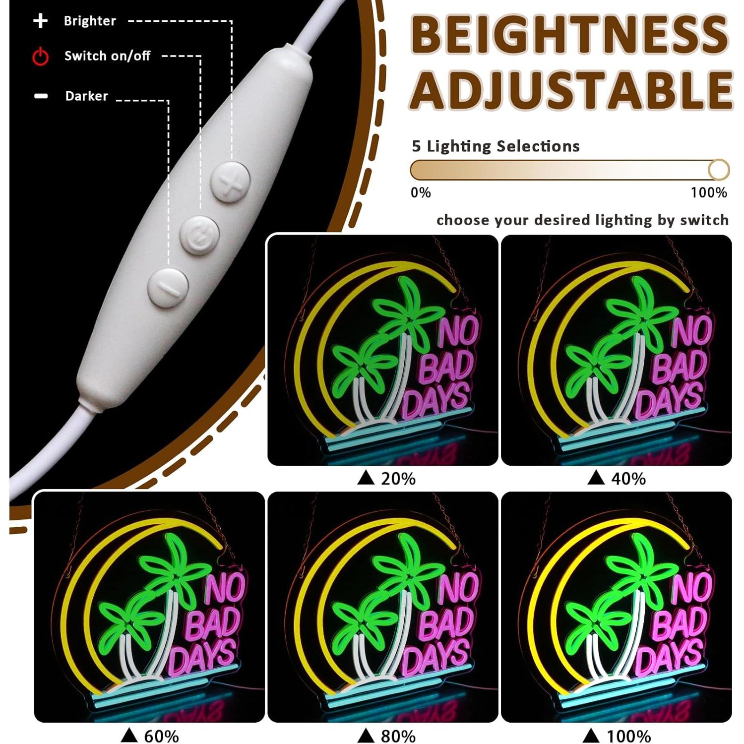 Letrero de Neón PMCVYH No Malos Días 33.5x32 cm LED Decoración