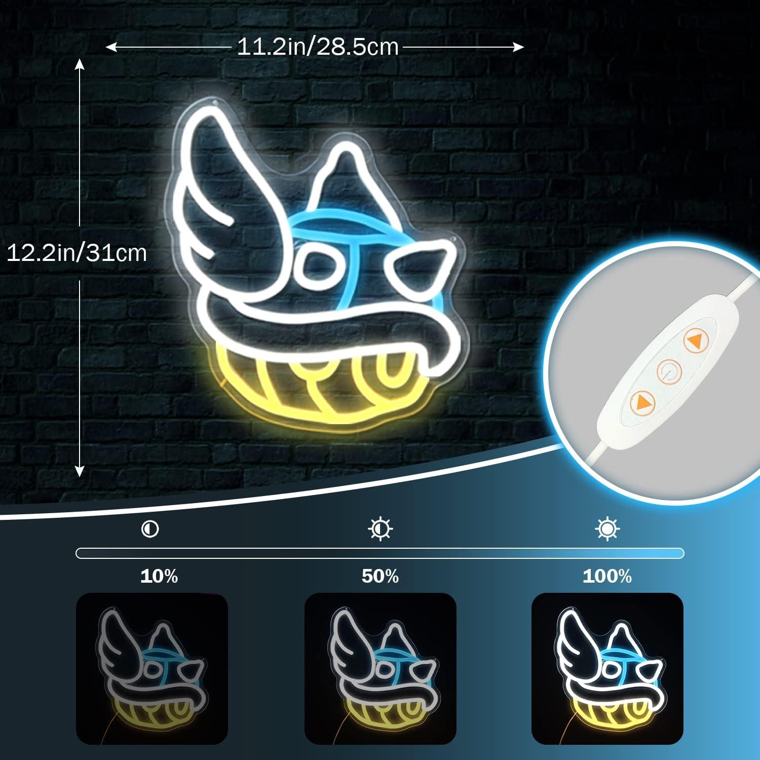 Blue Shell Neon Sign Gaming Neon Sign from Game Room Decor Dimmable Blue Shell Neon Game Decor Lights up Sign for Kids Man Cave Wall Gamer Gifts for Boys Kids