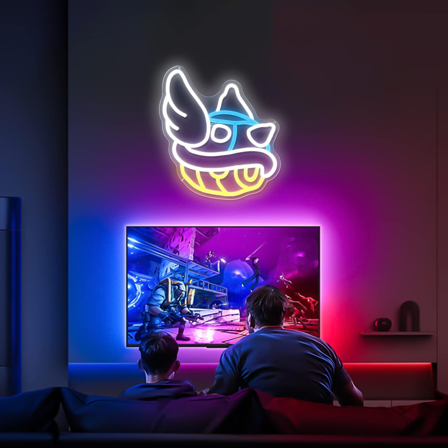 Blue Shell Neon Sign Gaming Neon Sign from Game Room Decor Dimmable Blue Shell Neon Game Decor Lights up Sign for Kids Man Cave Wall Gamer Gifts for Boys Kids