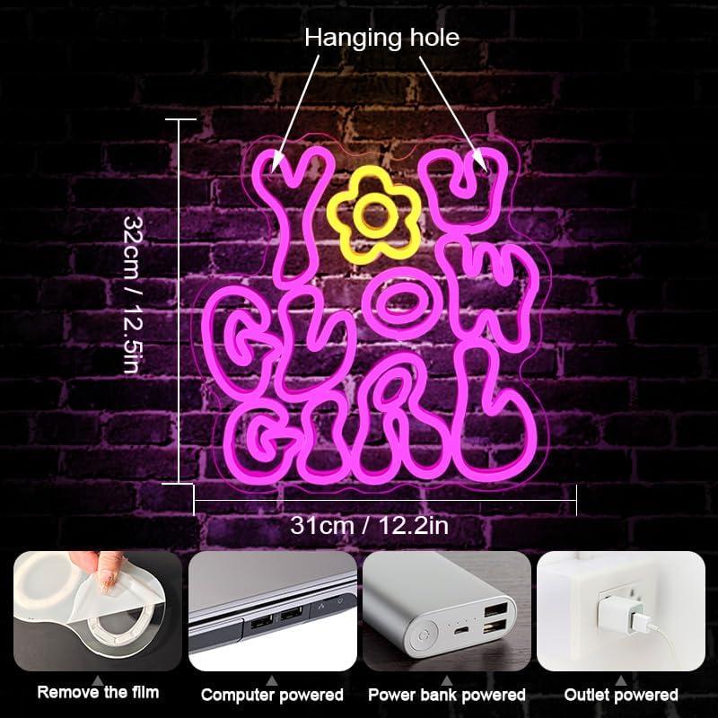 Letrero Neón Rosa WLHOPE Tú Brillas Chica 31x32cm LED