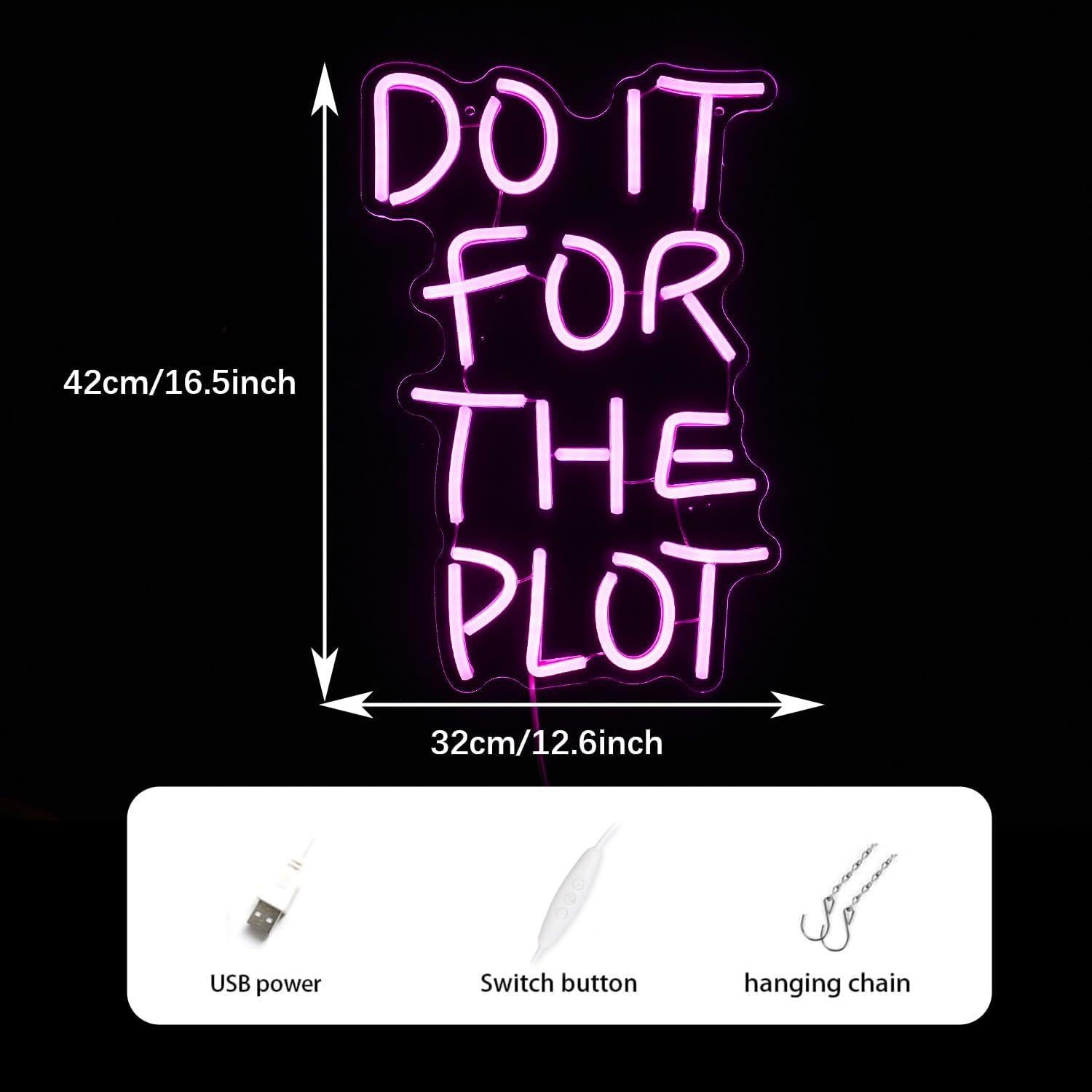 Letrero de Neón Rosa GNVETZLL 41.91x32 cm Luz Regulable USB