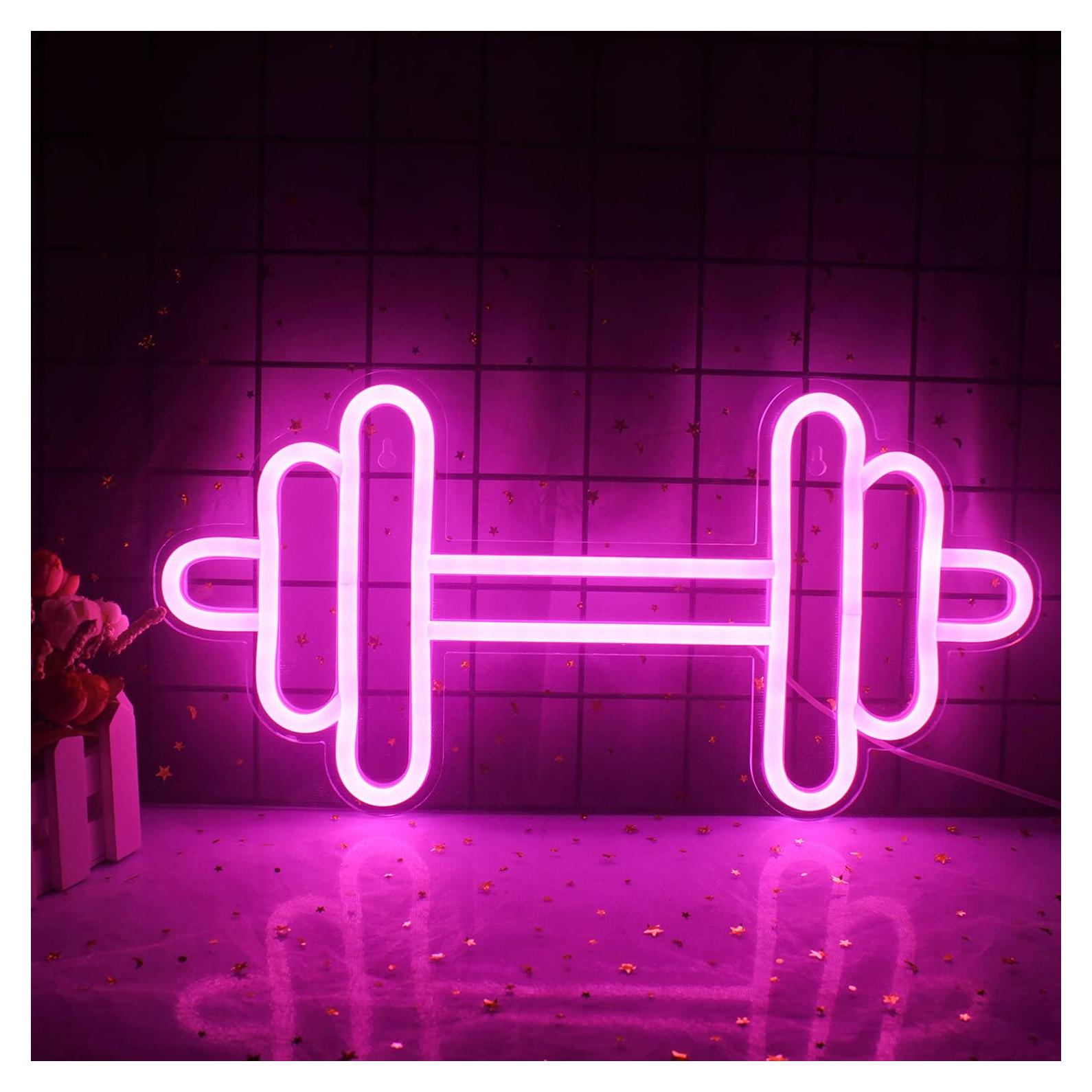 Cartel de Neón LUCUNSTAR Mancuerna Rosa 40x20 cm LED