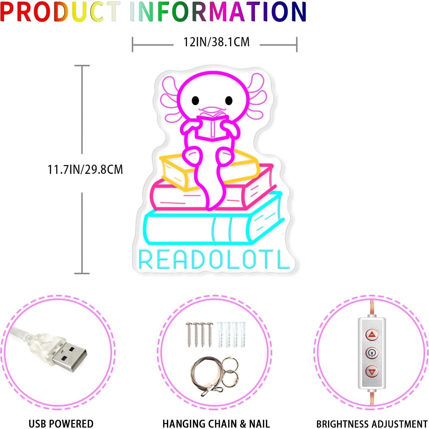 Luz de Neón LED Salamandra Readolotl 38x29 cm USB