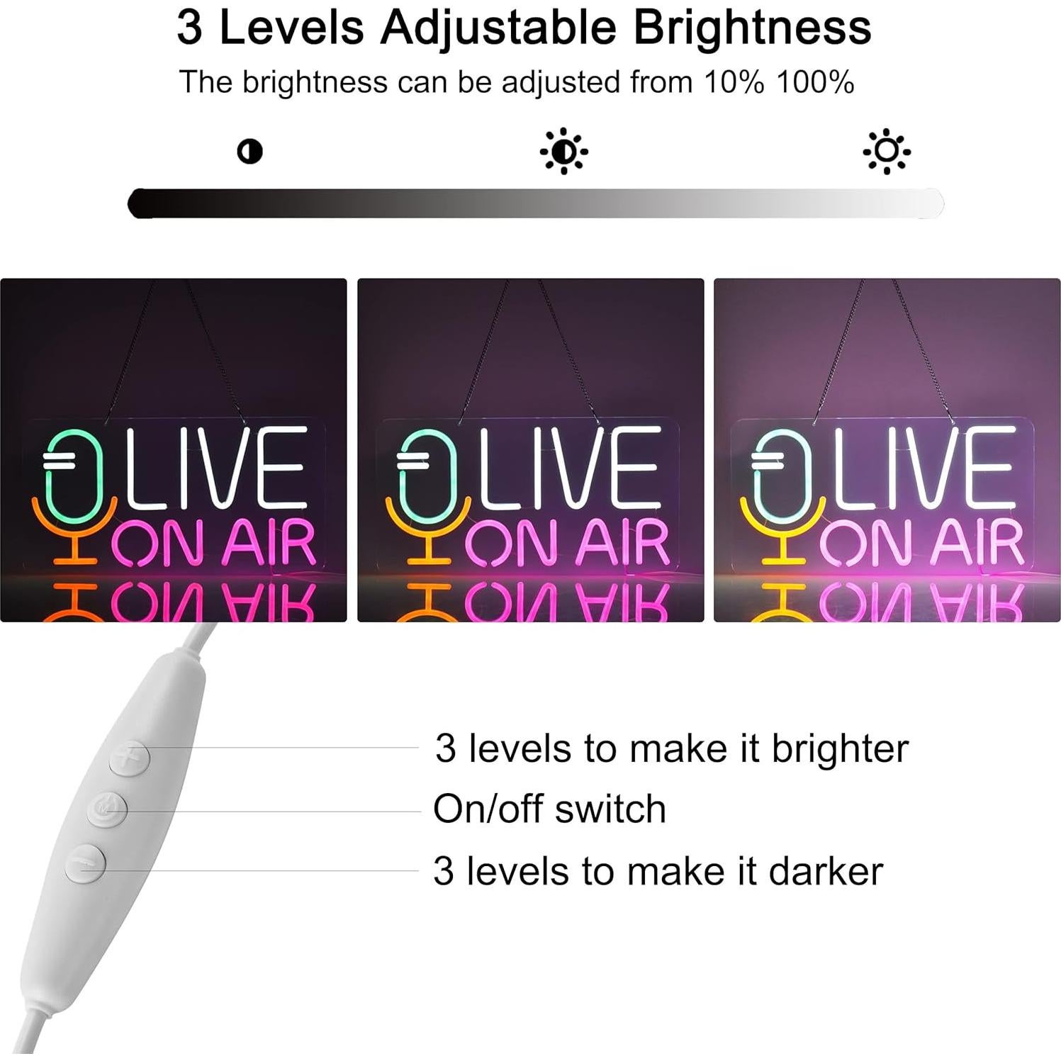 Señal de Neón LED Regulable SGTD EN VIVO 43x23 cm